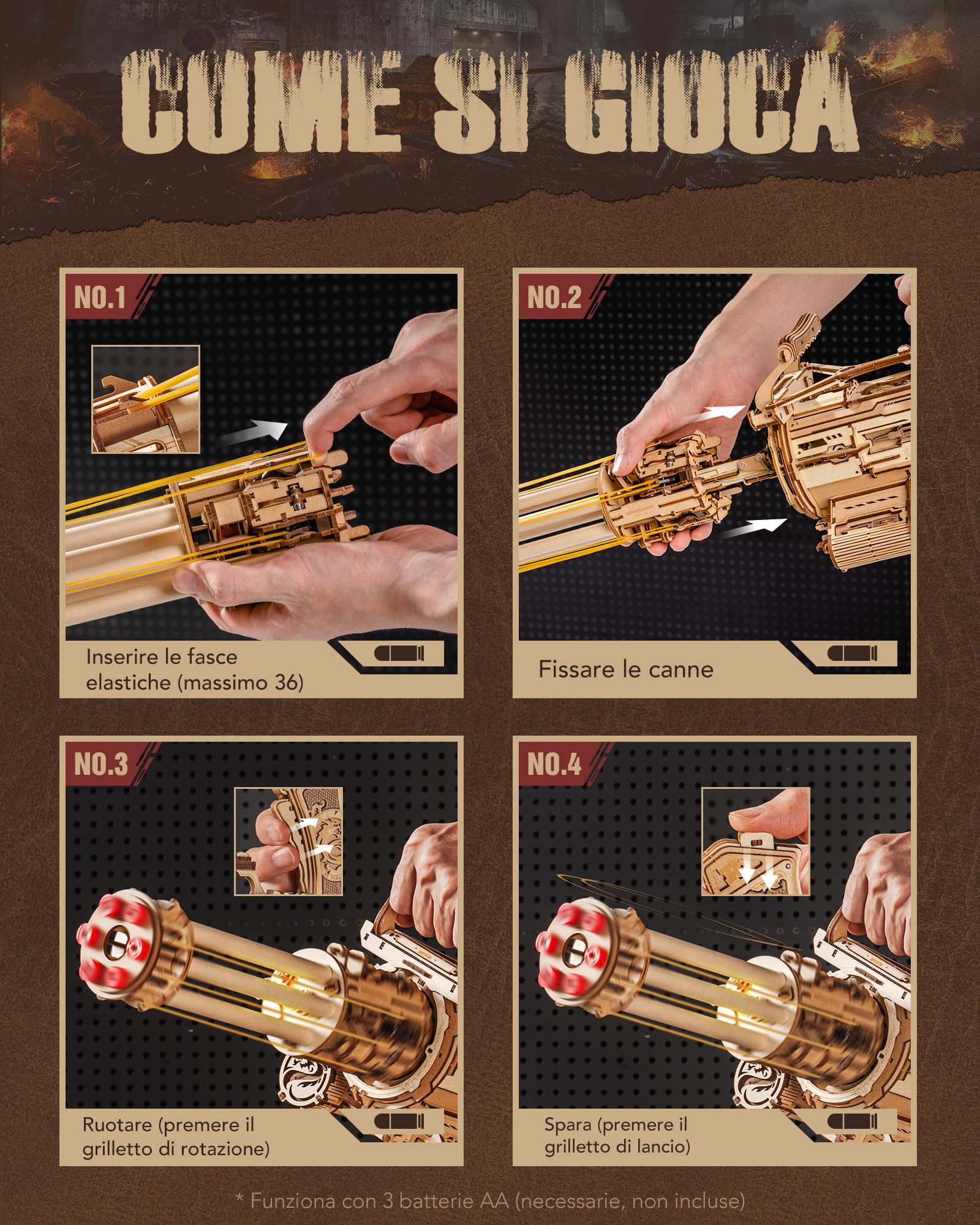ROKR Puzzle 3D in Legno Modellismo da Costruire per Adulti, Kit di Modelli con Elastici, Regalo per Adolescenti, Modello a barile rotante 412 Parti, LQA01