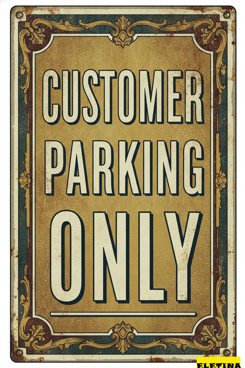 Customer Parking Only Tin Sign, 8x12 Inch Business Art
