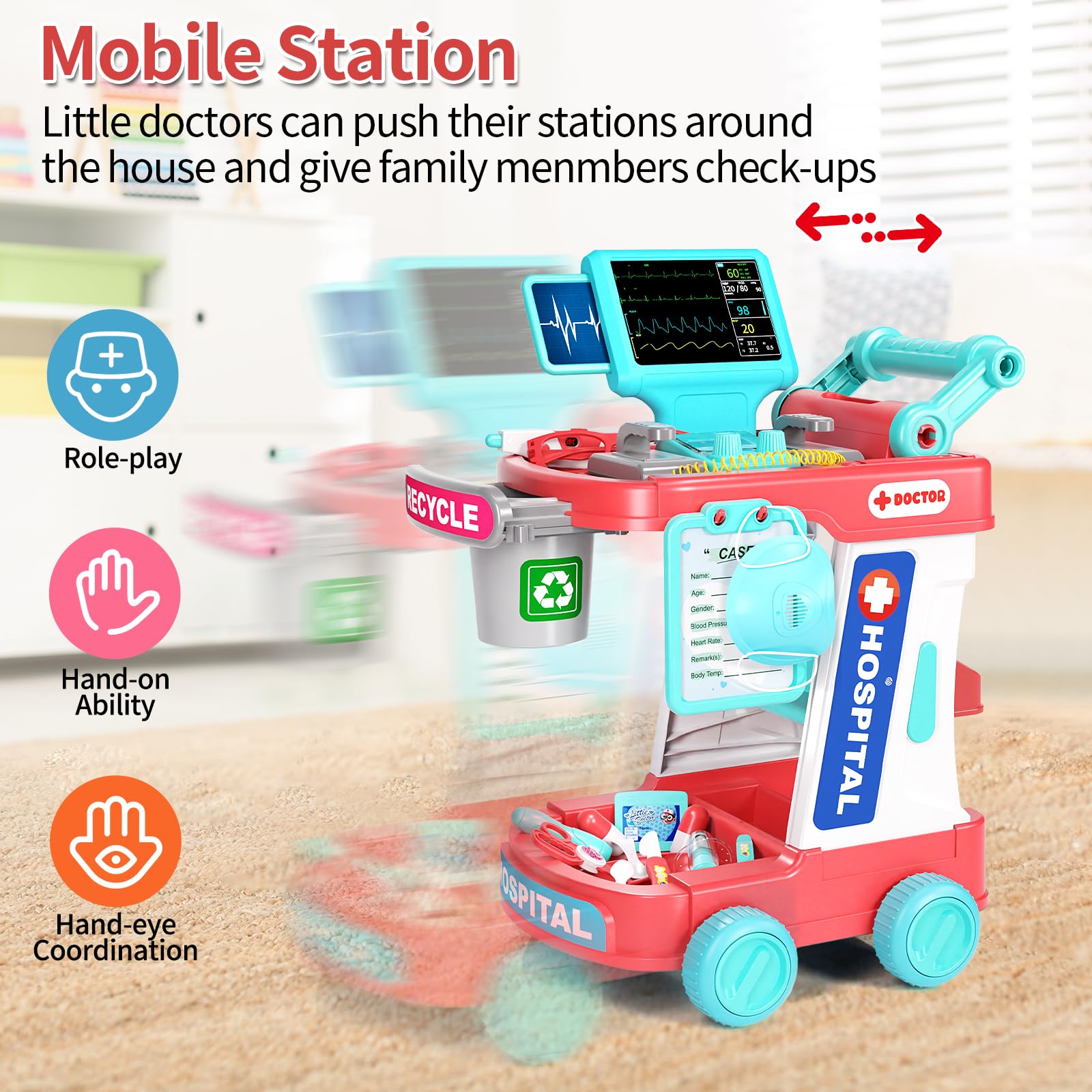 Grande Économie, HWRETIE Jouet de Simulation pour Enfants, Kit de Jeu de Rôle pour Dentiste en Voiture, Étui de Transport