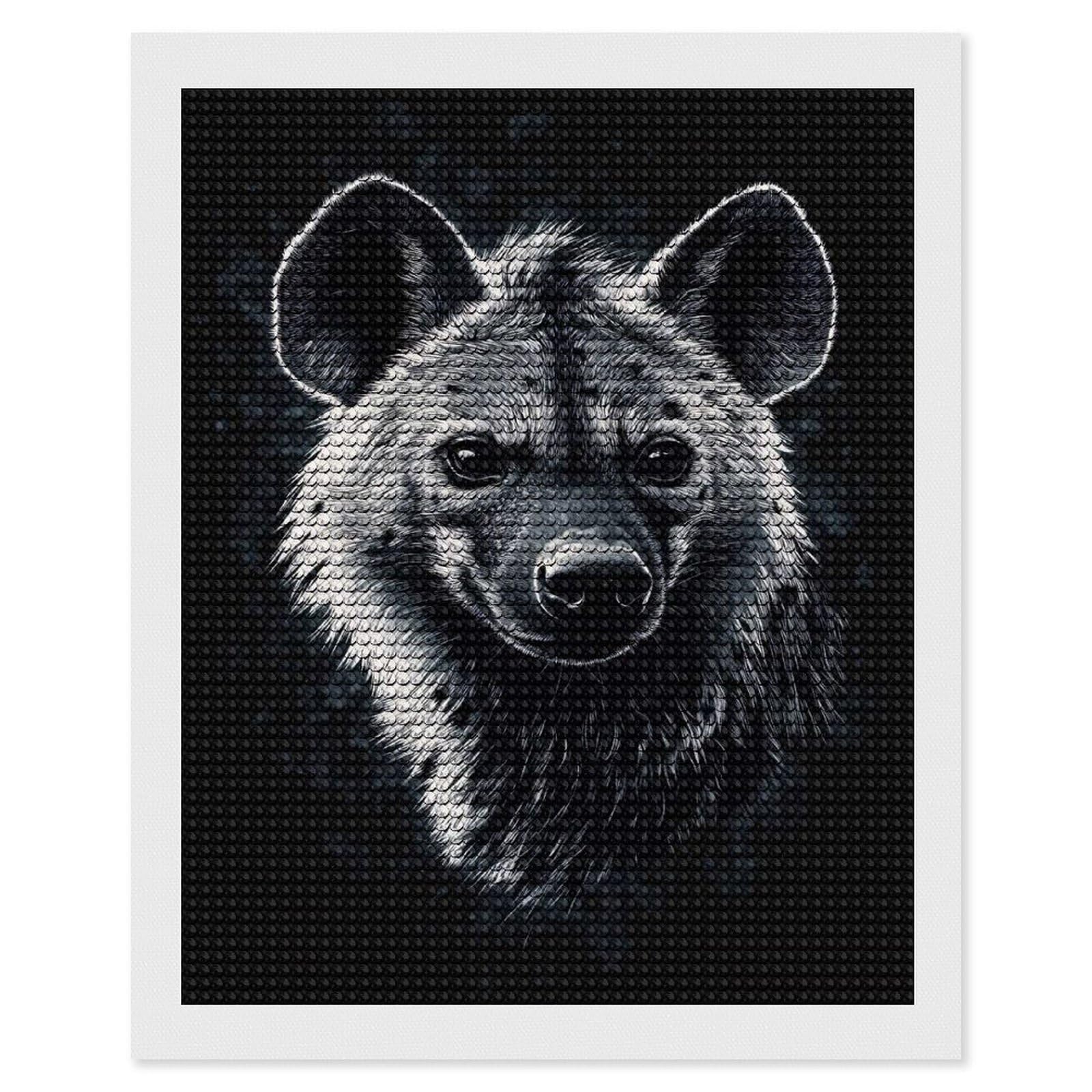 Junmoney Hyena Portrait Diamond Painting Kit 16"x20", Adhesive Canvas, Home Wall Decor, for Beginners, Birthday Gift, Full Kit Included