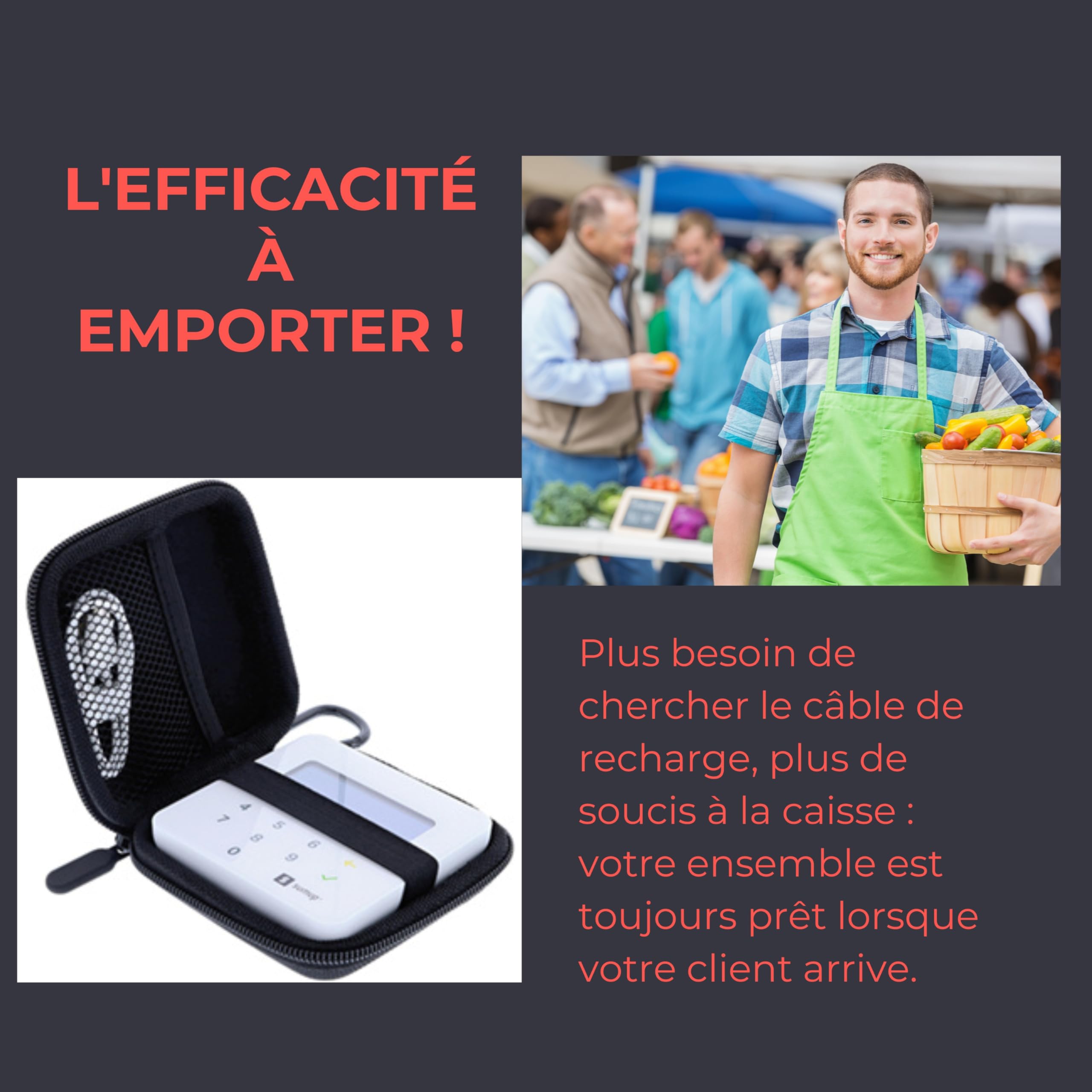 Sac Compatible avec Terminal de paiement SumUp Air Coque de Protection Rigide pour Lecteur de Cartes Antichoc résistant à la poussière étanche Housse de Transport Accessoires Noir