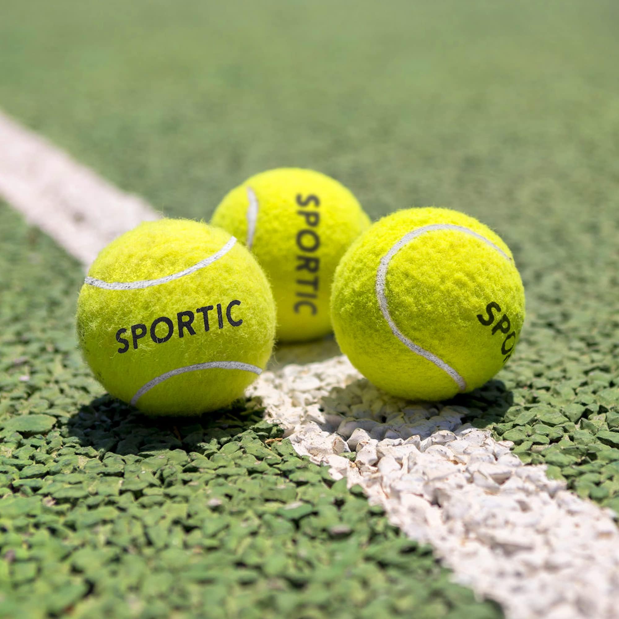 SPORTIC Pelotas de tenis, pelotas de tenis de práctica de alto rebote con bolsa de malla para un fácil transporte, pelotas de juego para perros y mascotas, pelota de tenis presurizada de fieltro