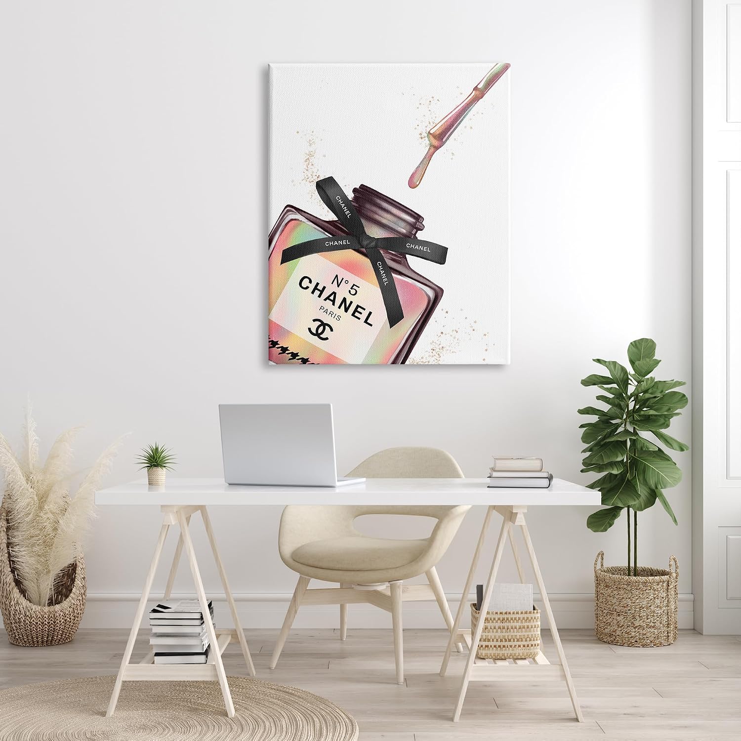 Stupell Industries 'Makeup Nail Polish Brush Rainbow Drip', Canvas Art, 36 x 48 Inches, Easy to Hang and Sturdy, Made in USA, by Ziwei Li