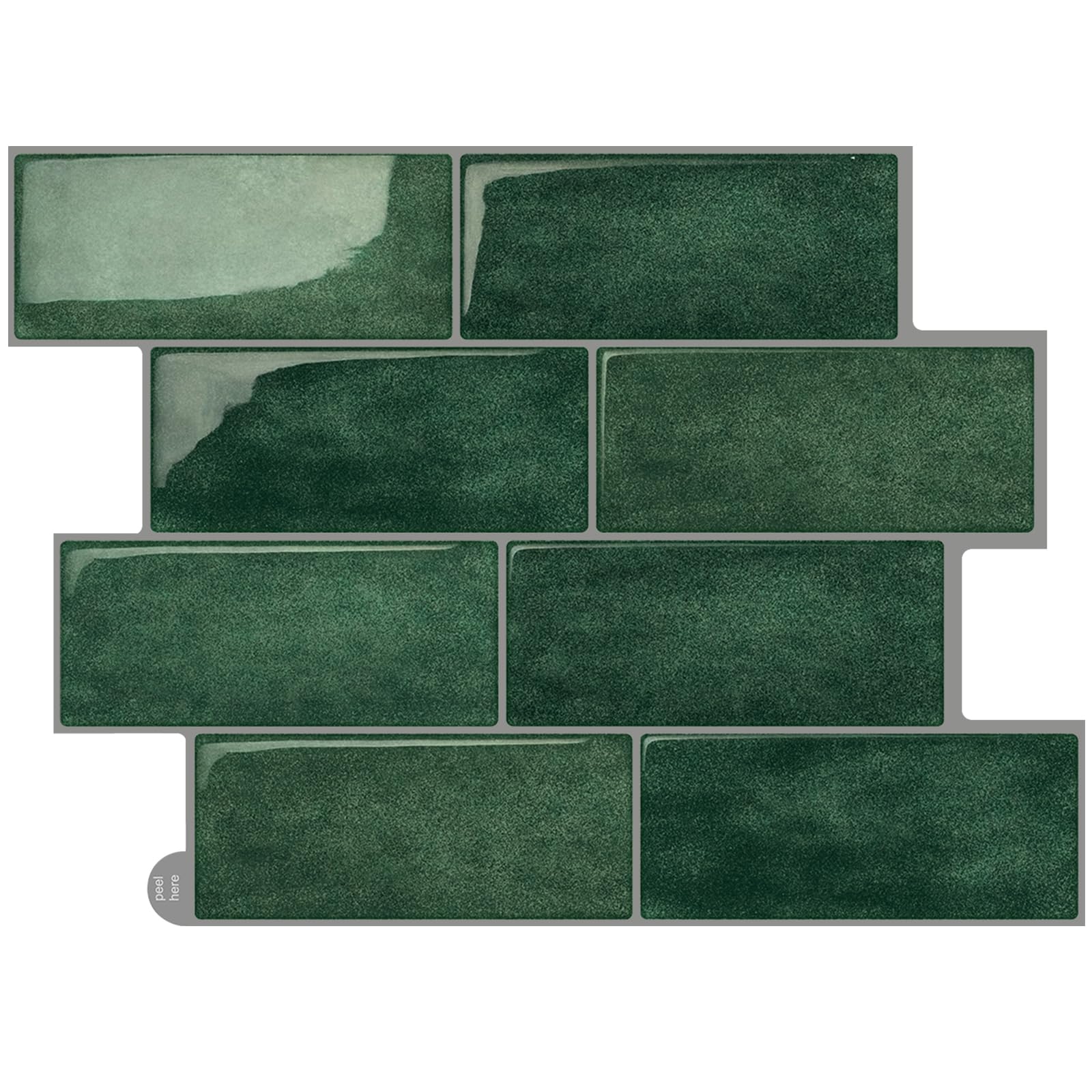Piastrelle autoadesive 3D Peel and Sticker, 10 fogli, per cucina e bagno, stile vintage, colore verde (29 x 21 cm)