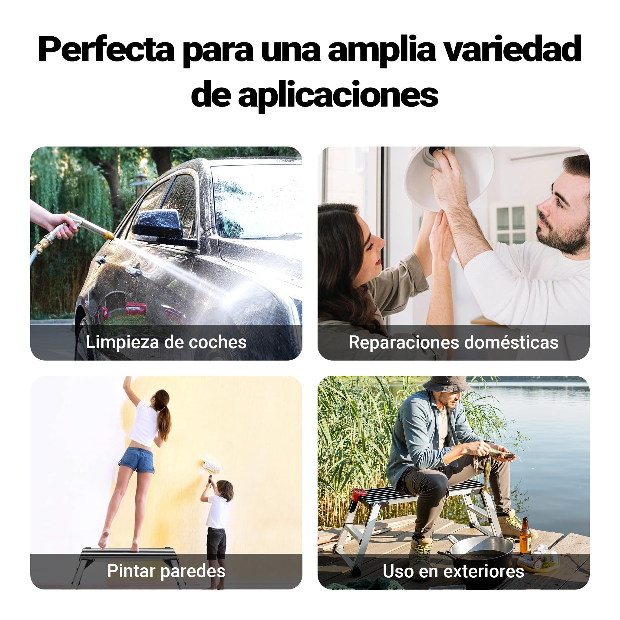 Wiltec Plataforma de Trabajo hasta 150 kg en Aluminio con Superficie de Apoyo de 95 x 30 cm pies Antideslizantes, Patas Plegables