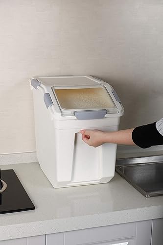 Miniatura 9 de Contenedor de almacenamiento de harina de 25 lb (25 litros) con tapa de bloqueo de sellado de ruedas PP (paquete de 2)