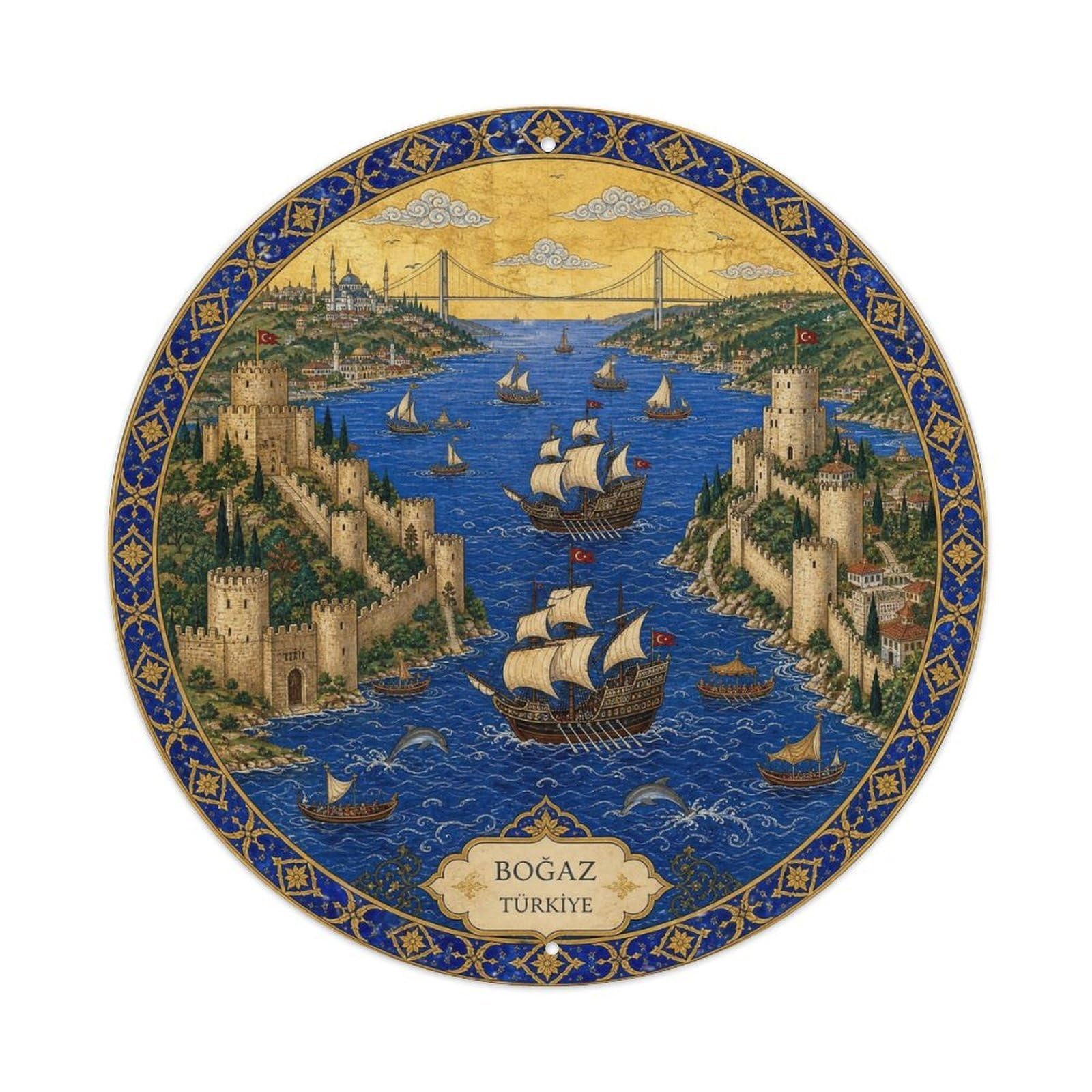 Istanbul Bosphorus Turkey Strait City Ottoman Miniature Metal Tin Sign