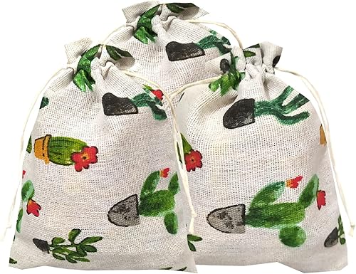 RIGHTA TECH Bolsas de regalo para fiesta de cactus con cordón, bolsa de regalo de cactus suculentas, bolsa de recuerdo de fiesta para granja del