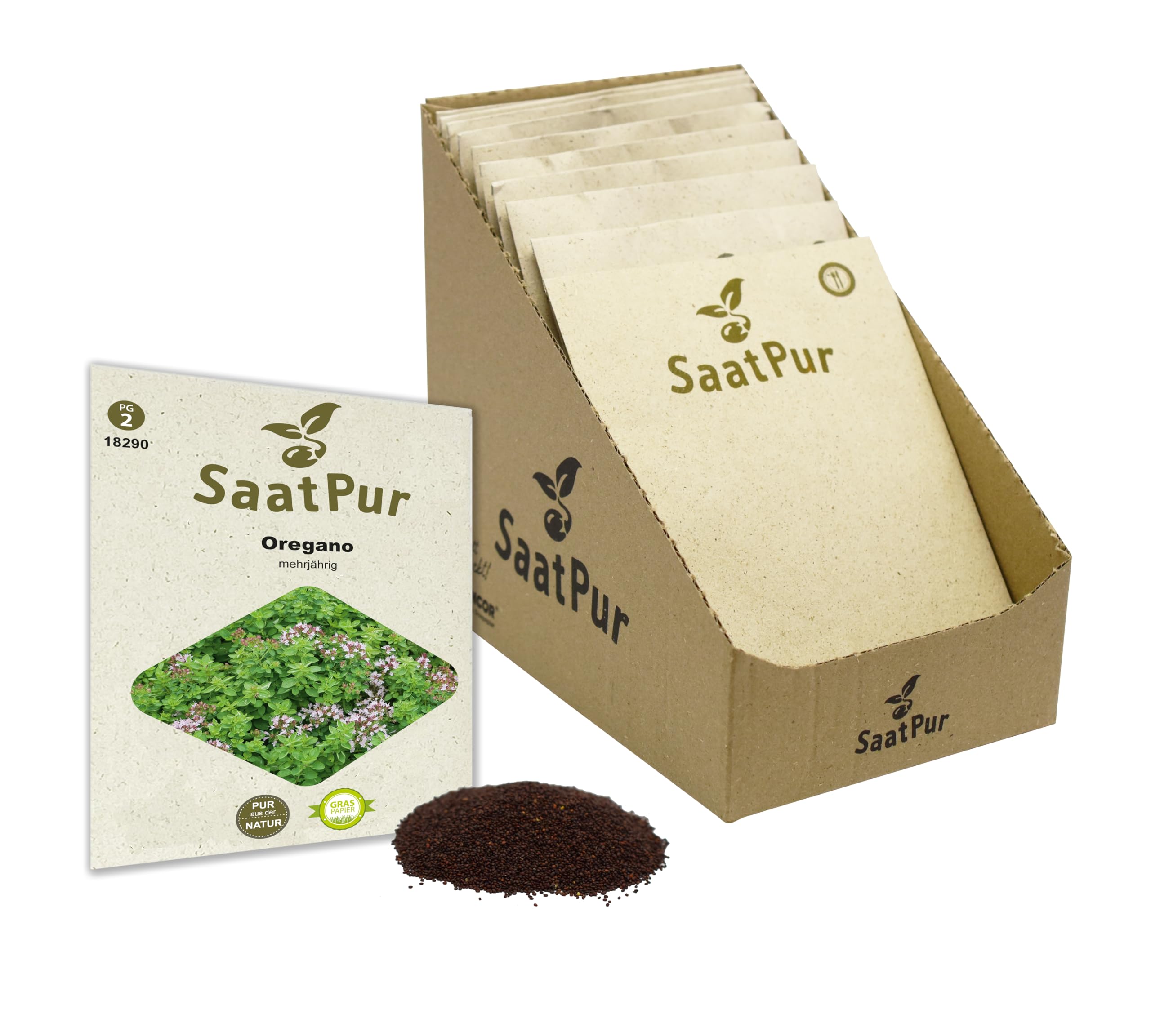SaatPur Oregano Samen, samenfeste Samen Saatgut - Kleines Tray mit 25 Portionstüten für je ca. 150 Pflanzen