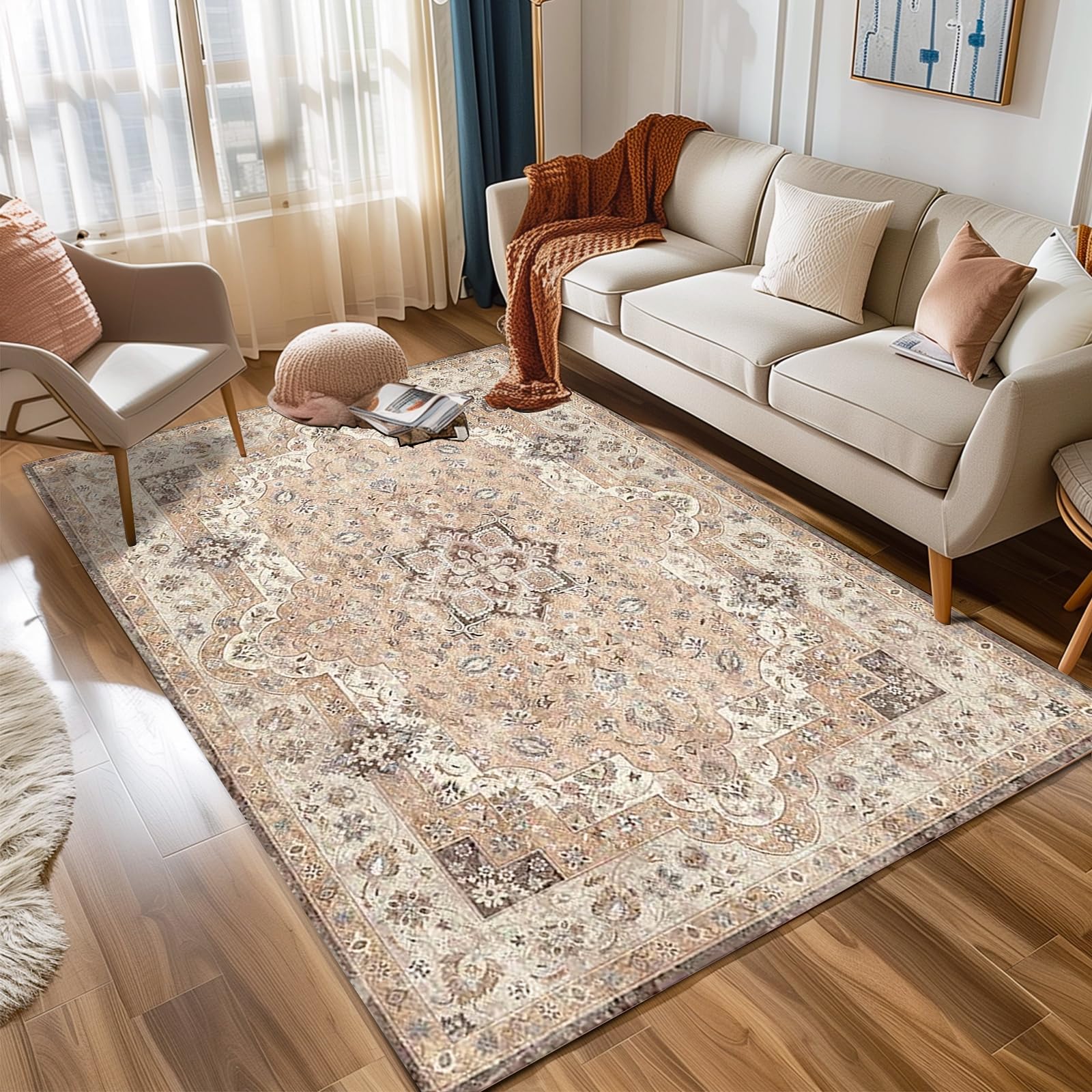 Tapis fin lavable en faux cachemire pliable pour chambre