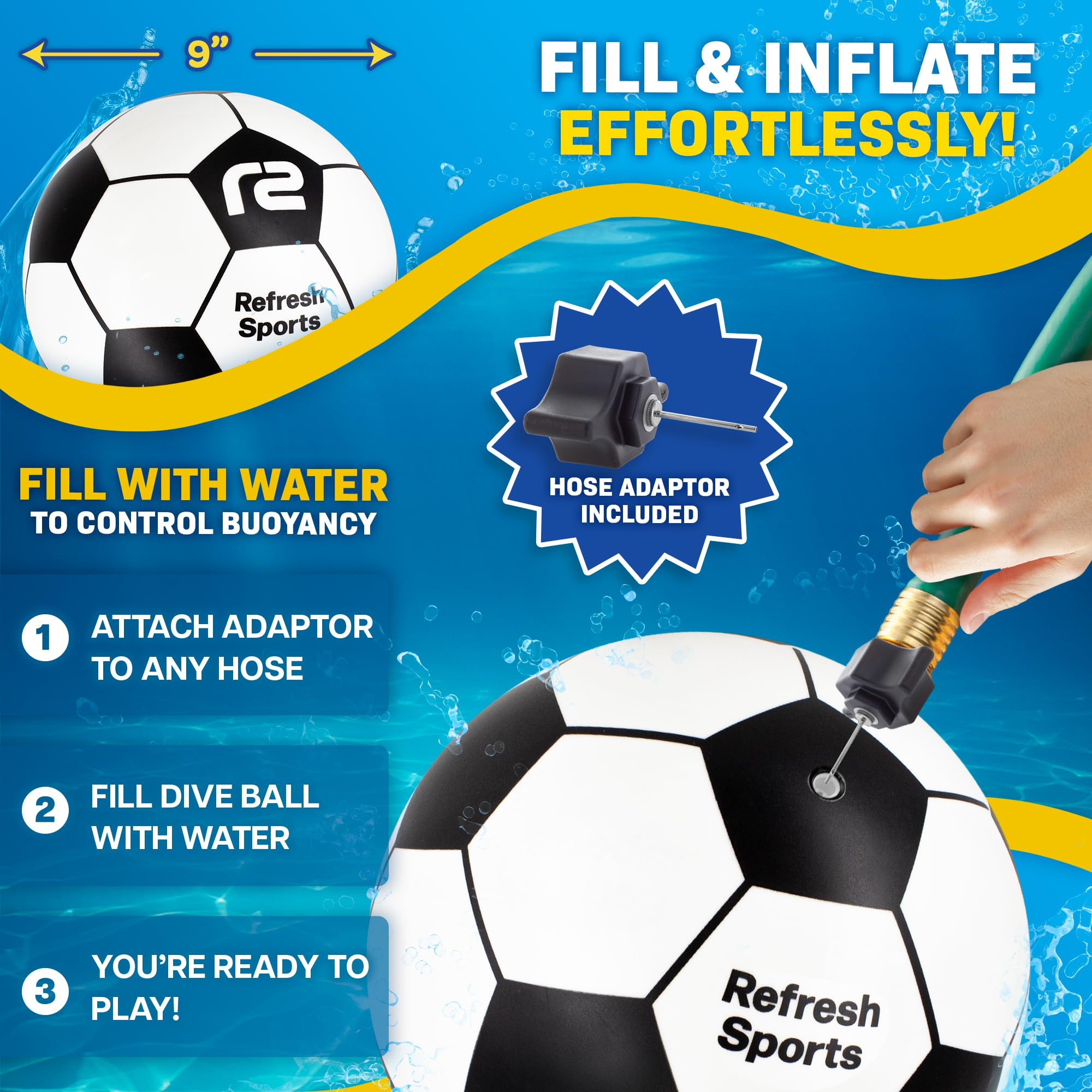 Aqua Dive Fußball – lustiges Unterwasser-Pool-Spielzeug für Kinder ab 8–12 Jahren – beste Poolspiele, Outdoor-Ballspiel für Kinder – Wasserspielzeug für Sommerpartys und Wassermelonen-Strandspiele