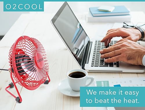 Miniatura 7 de O2COOL Ventilador de escritorio personal USB de 4 pulgadas, mini ventilador portátil de refrigeración de mesa, se conecta a la computadora,