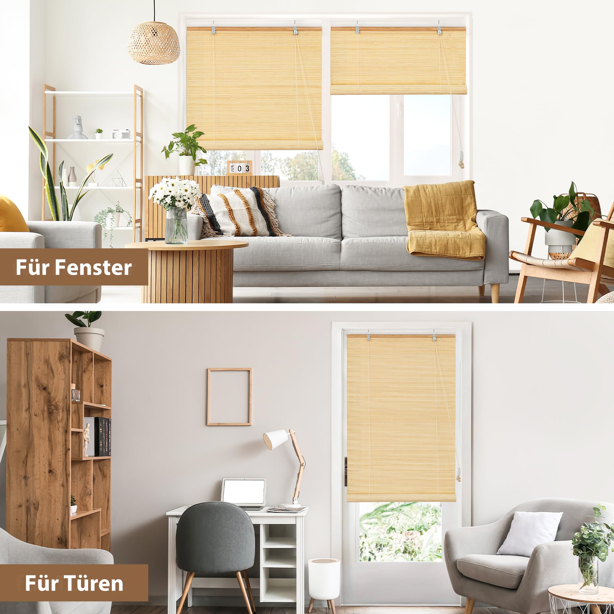 Amazon.de: Victoria M. Bambusrollo Klemmfix Bambus Sichtschutz Rollo ohne  Bohren Bambus Rollos Innen, fr Fenster und Tren, 80 x 220 cm, Natur