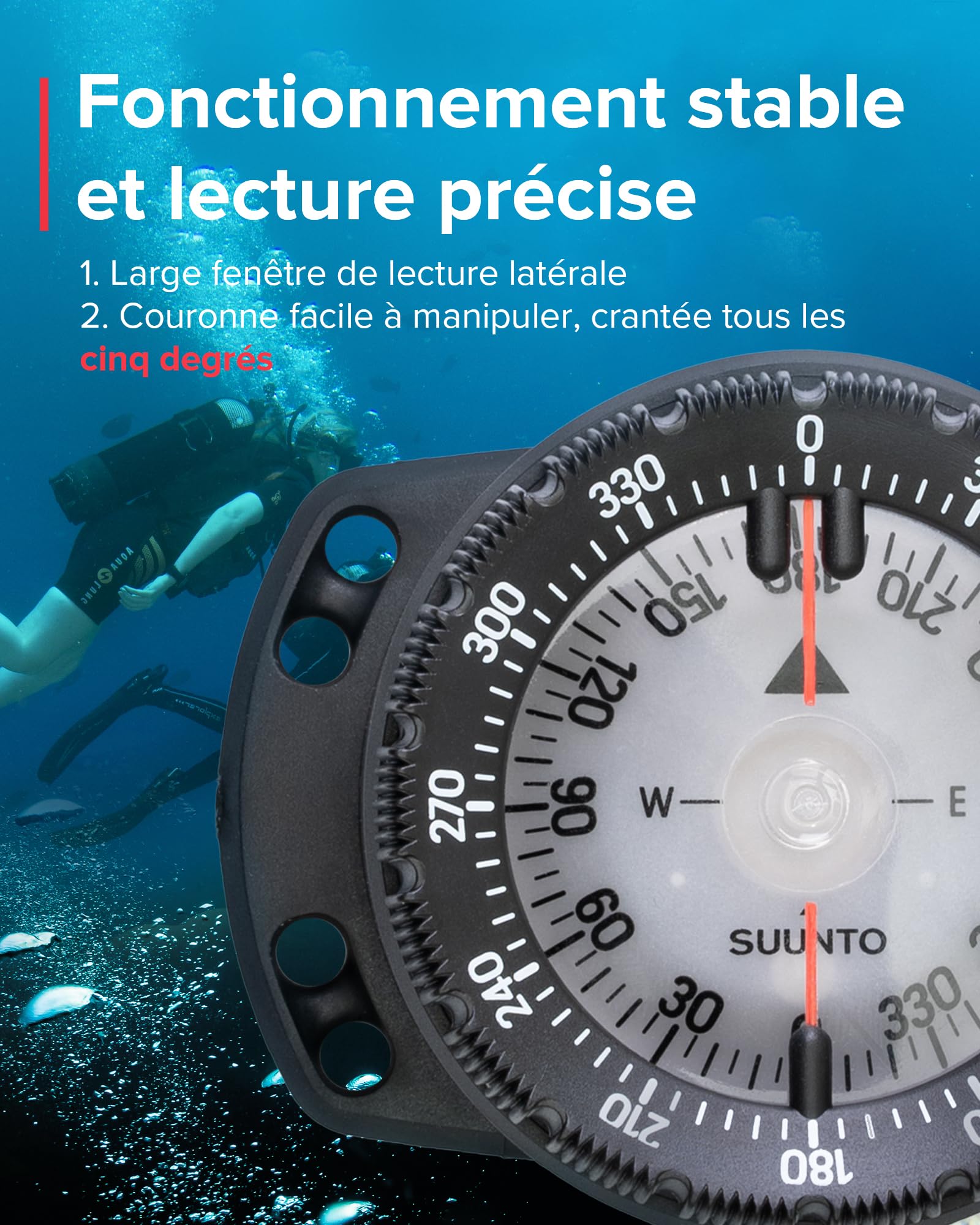 SUUNTO SK-8 Boussole de Plongée Professionnelle Étanche, Cadran Phosphorescent