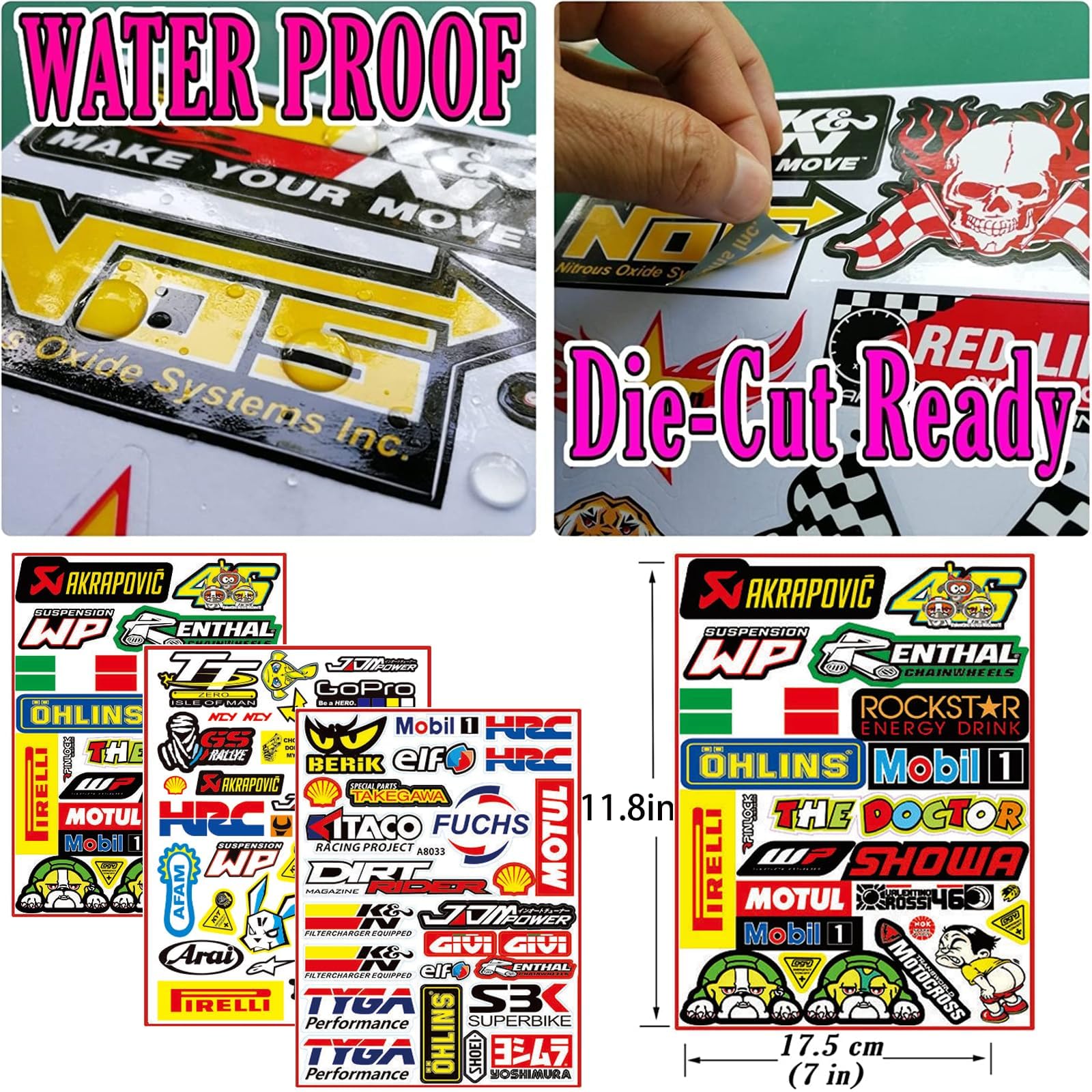 3 tipos de Pegatinas Moto Pegatinas Rally para Coche Pegatinas Casco Esqui Pegatinas para Motocross Apto Moto Scooter Pegatinas para Motos, Coches de Carreras, Cascos, etc (C) - 3