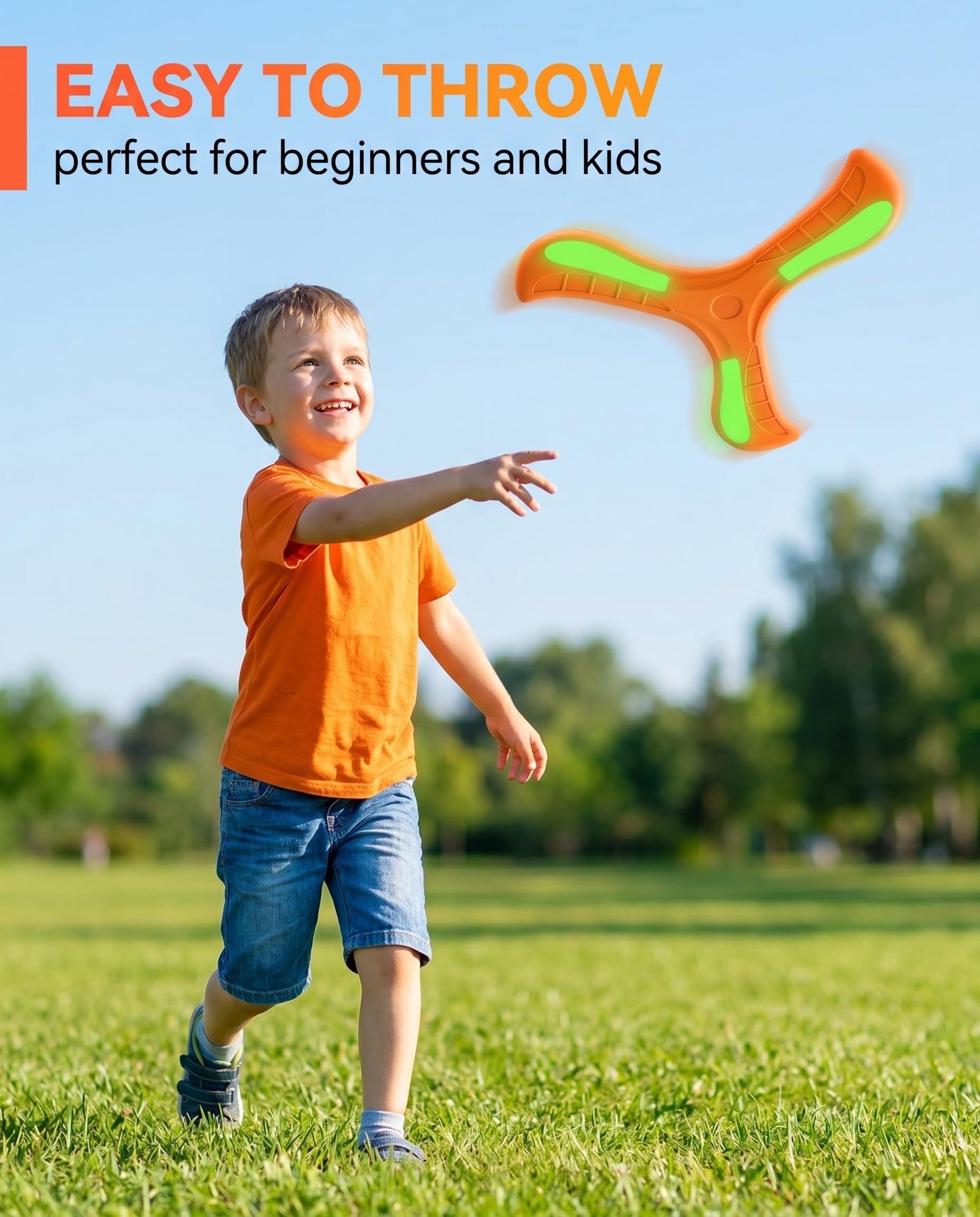 4PCS Boomerang colorati per bambini, facili da lanciare boomarang frisbee giocattoli volanti per giochi all'aperto e al chiuso, divertente gioco sportivo per bambini e divertimento in famiglia