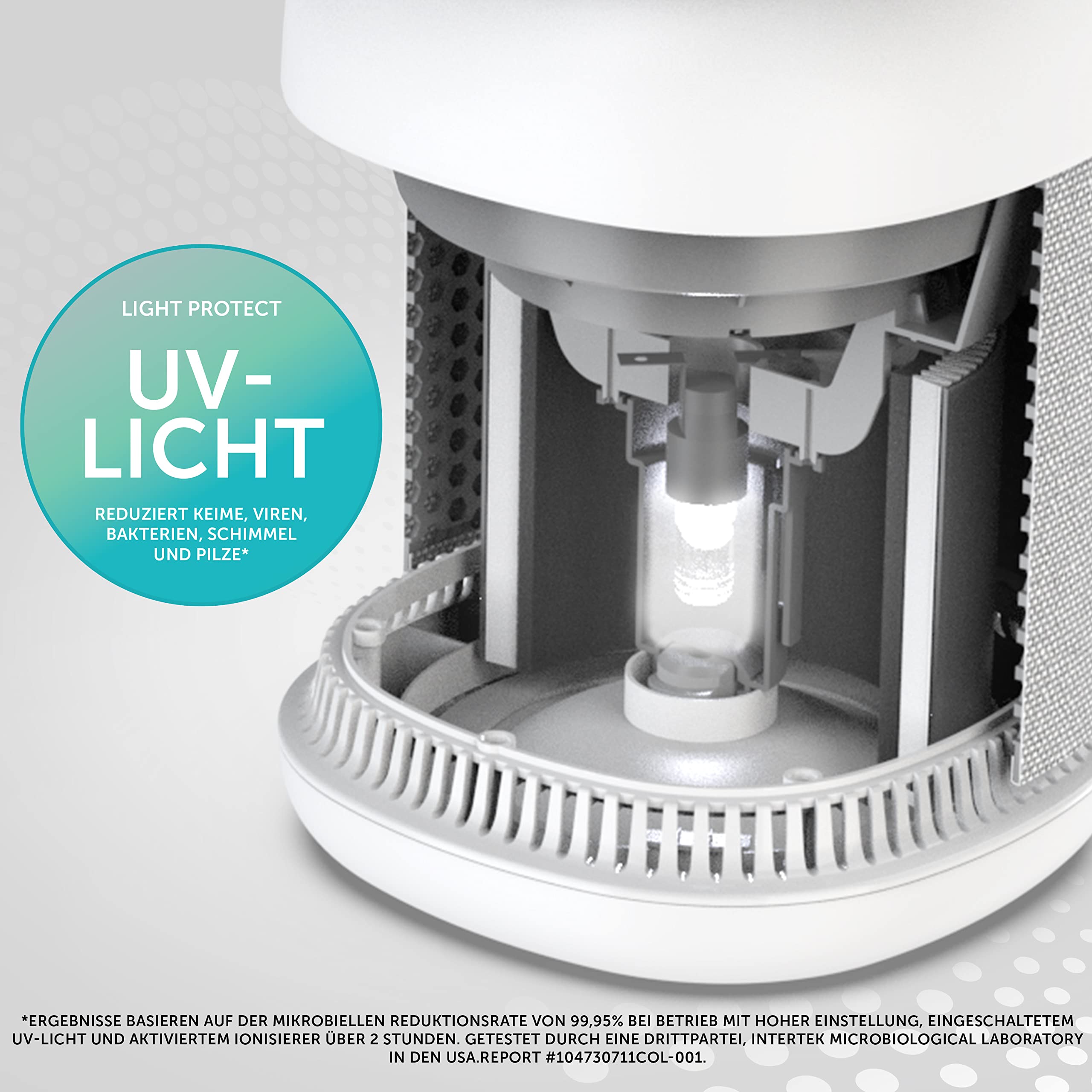 Breville 360° Light Protect Luftreiniger | leiser, H13 True HEPA-Filter | entfernt 99,97% an Staub, Rauch, Pollen & mehr | 3 Geschwindigkeiten | Nachtmodus | Filteraustausch-Anzeige | Touch-Bedienfeld