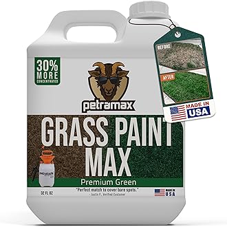 PetraMax Max Grass Paint for Lawn - Maintain Perfect Green Grass, Spray for Lawn & Shrubs Green Spray, Paint Pair with Petra Sprayers - Touch up Dog Spots - Non-Toxic Safe for Pets (Premium, 32 oz)