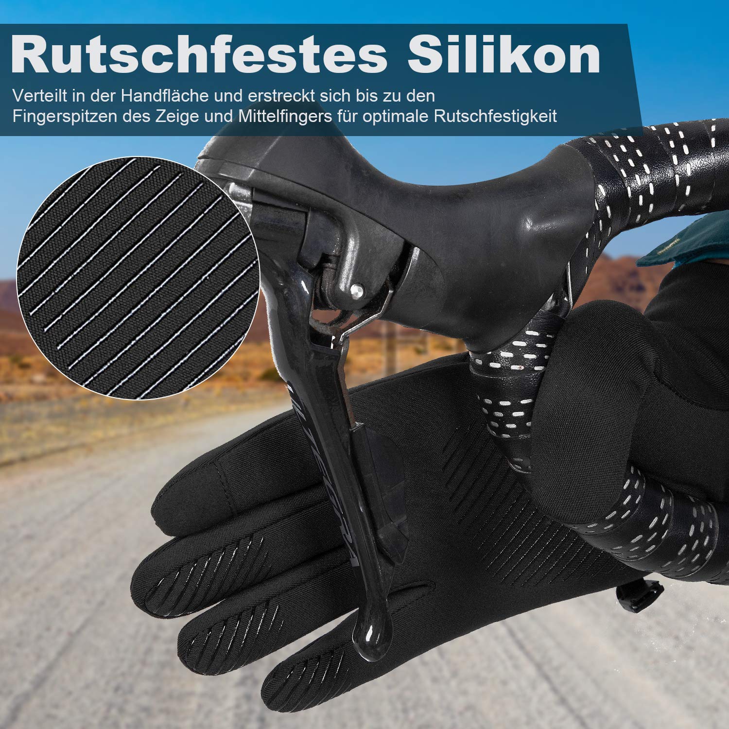 Lapulas Handschuhe Herren Damen Dünn rutschfest Fahrradhandschuhe Touchscreen Laufhandschuhe Warme Winterhandschuhe