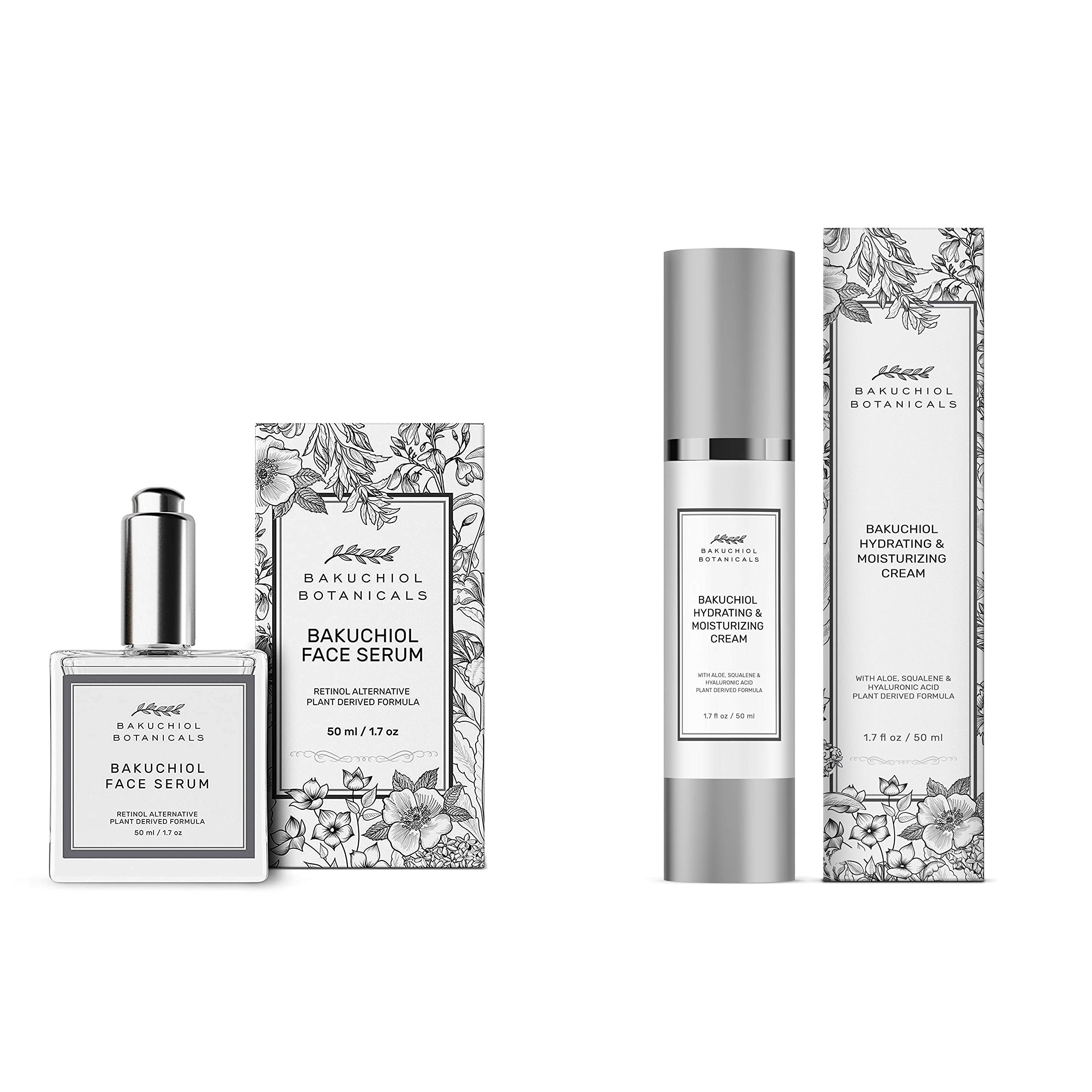 Bakuchiol Botanicals Facial Kit - Retinol Alternative - Fine Lines & Wrinkles - Irritation - Evens Natural Tone - Moisturizes - Anti Aging - Contains