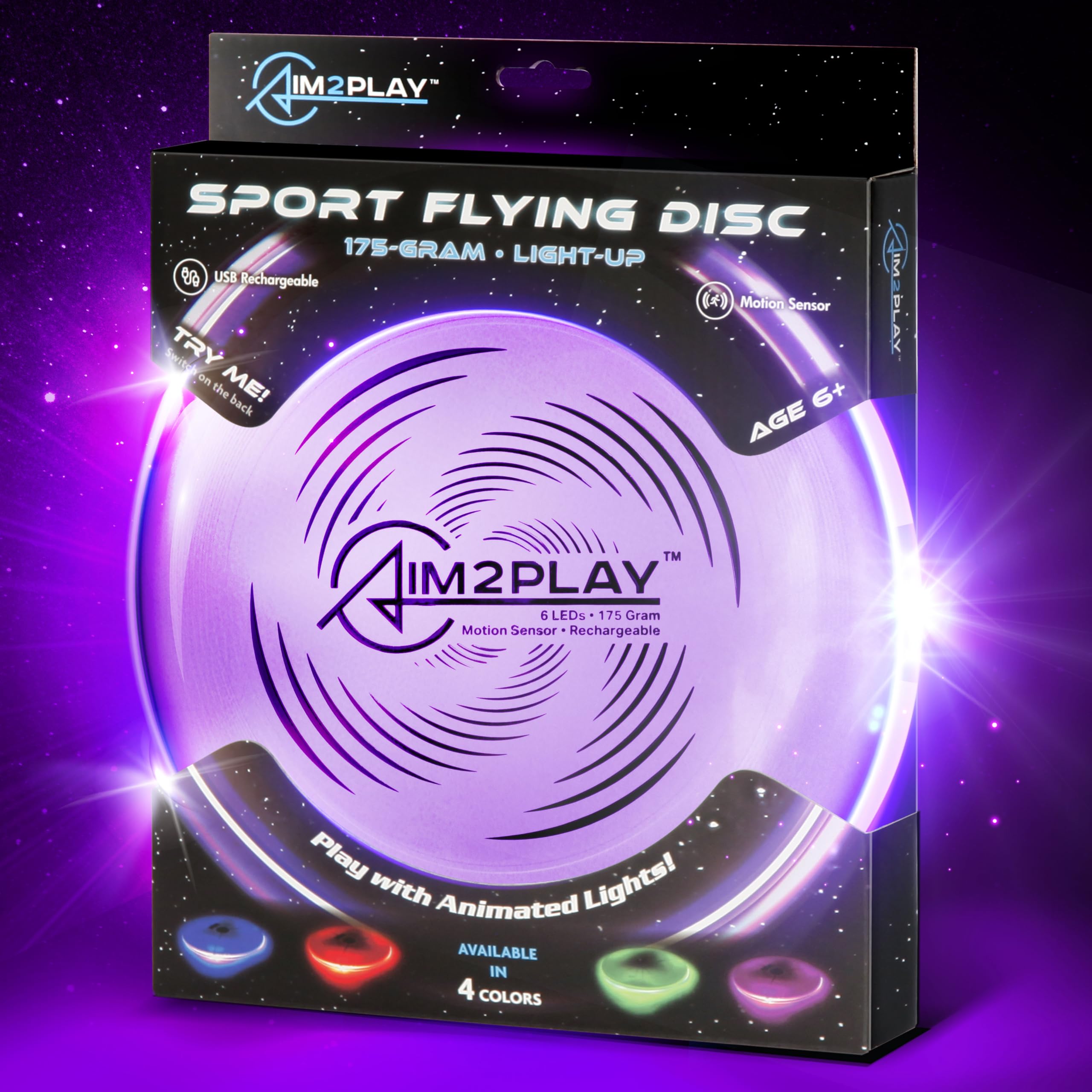Glow in The Dark Flying Discs, Light Up | Sports Unique Gift, Professional Long & Precise Flights Very Bright, Purple
