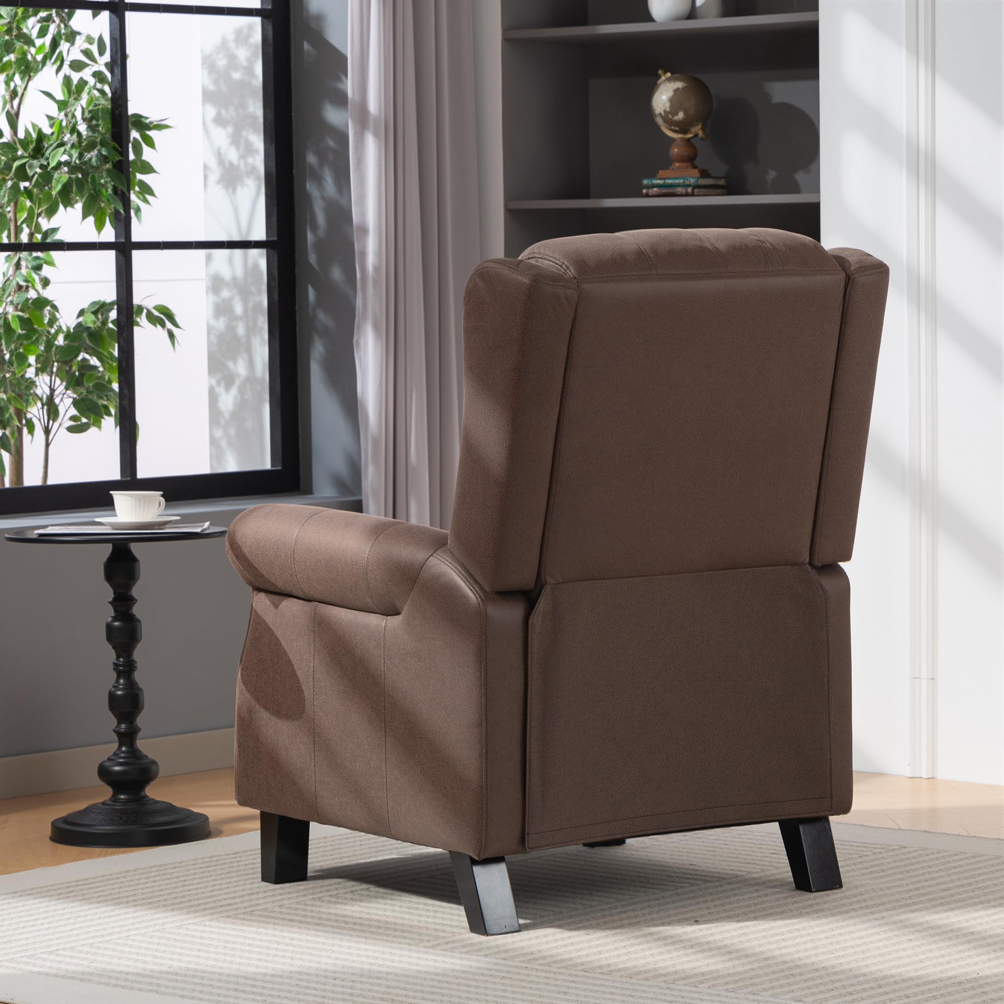 HOMCOM Sillón Relax Reclinable Manual con Apertura Push Reposapiés Marrón | Sillón Relax de Cuero Sintético, Respaldo Alto, Acolchado Grueso, Butaca Reclinable hasta 135º, para Salón, Dormitorio