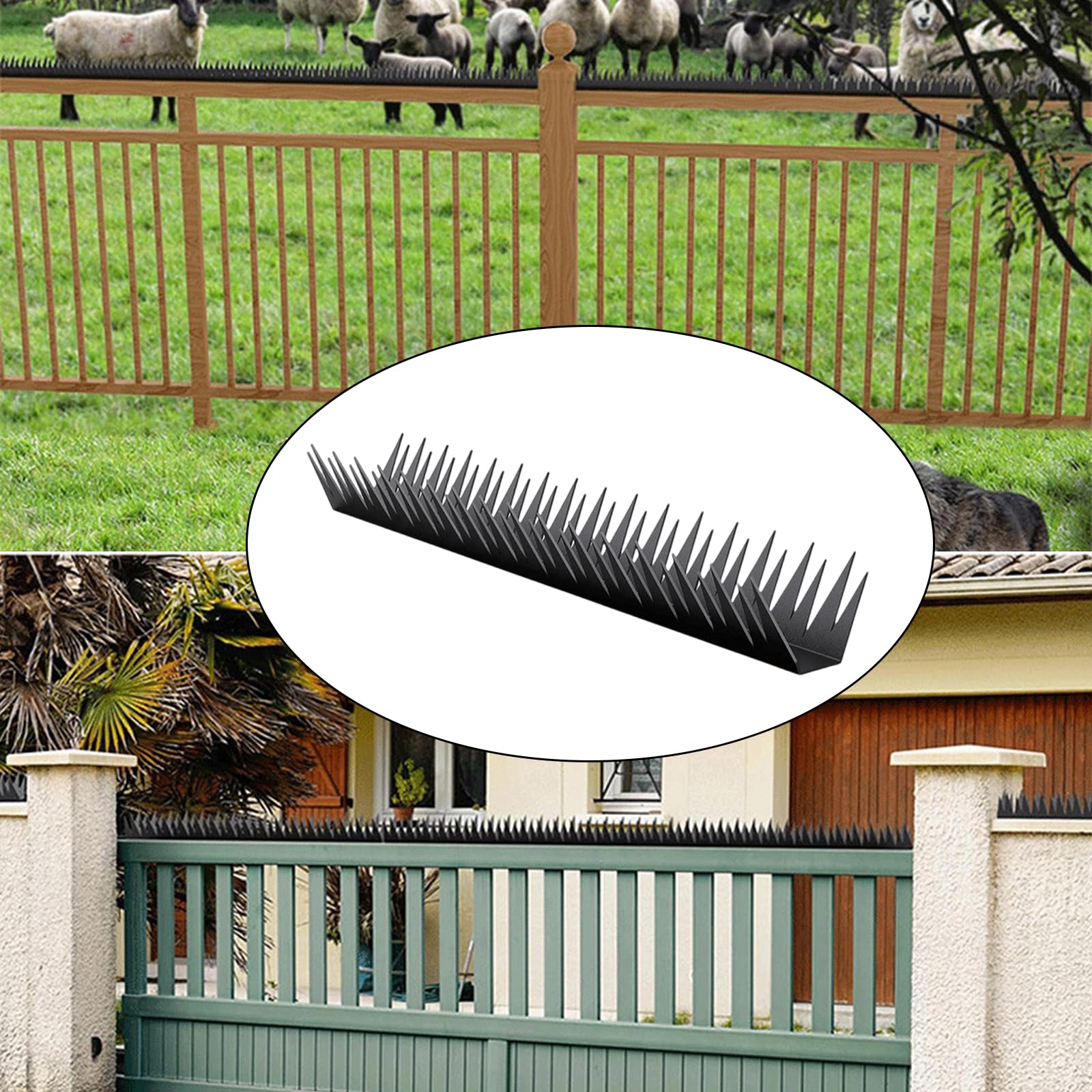 Lot de 6 pics de clôture en métal résistants aux intempéries pour mur et clôture, chats et oiseaux, faciles à installer