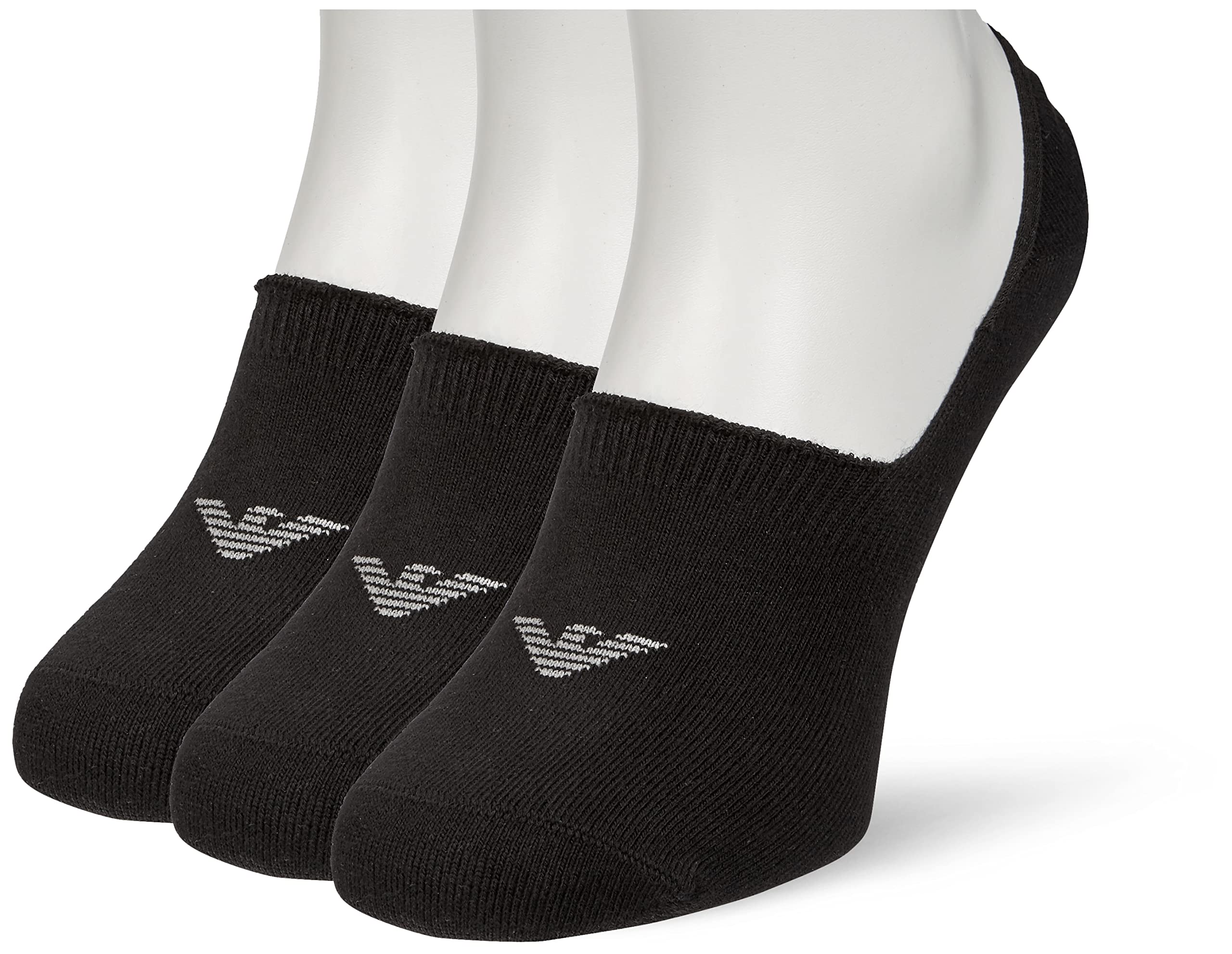 Emporio Armani Underwear Mens Man 3-Pack Invisible Socks, Black01, L-XL UK