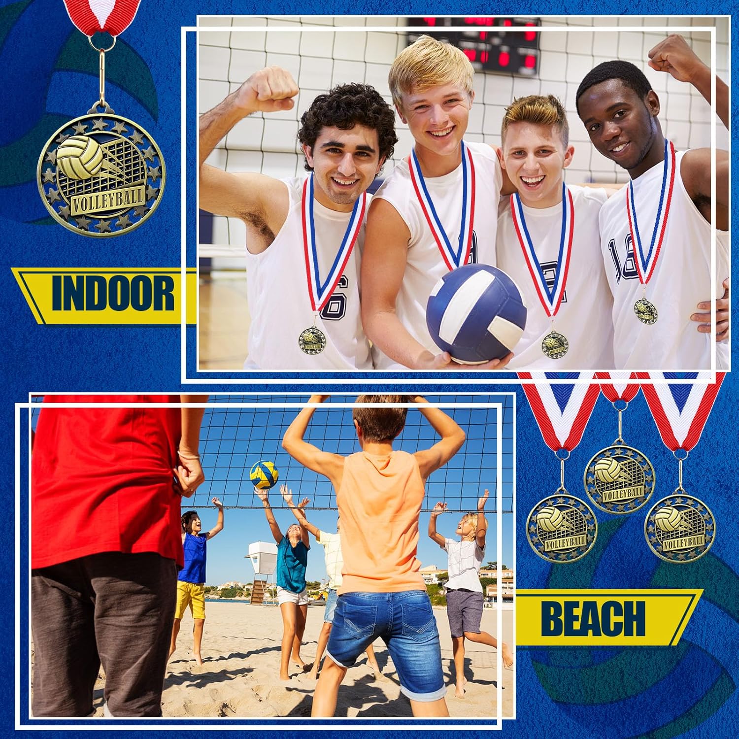 Misdary 12 Pack Volleyball Award Medals with Neck Ribbons Participation Trophies for Kids Sports Metal Awards Party Favors for Sports Competitions Celebration Gift
