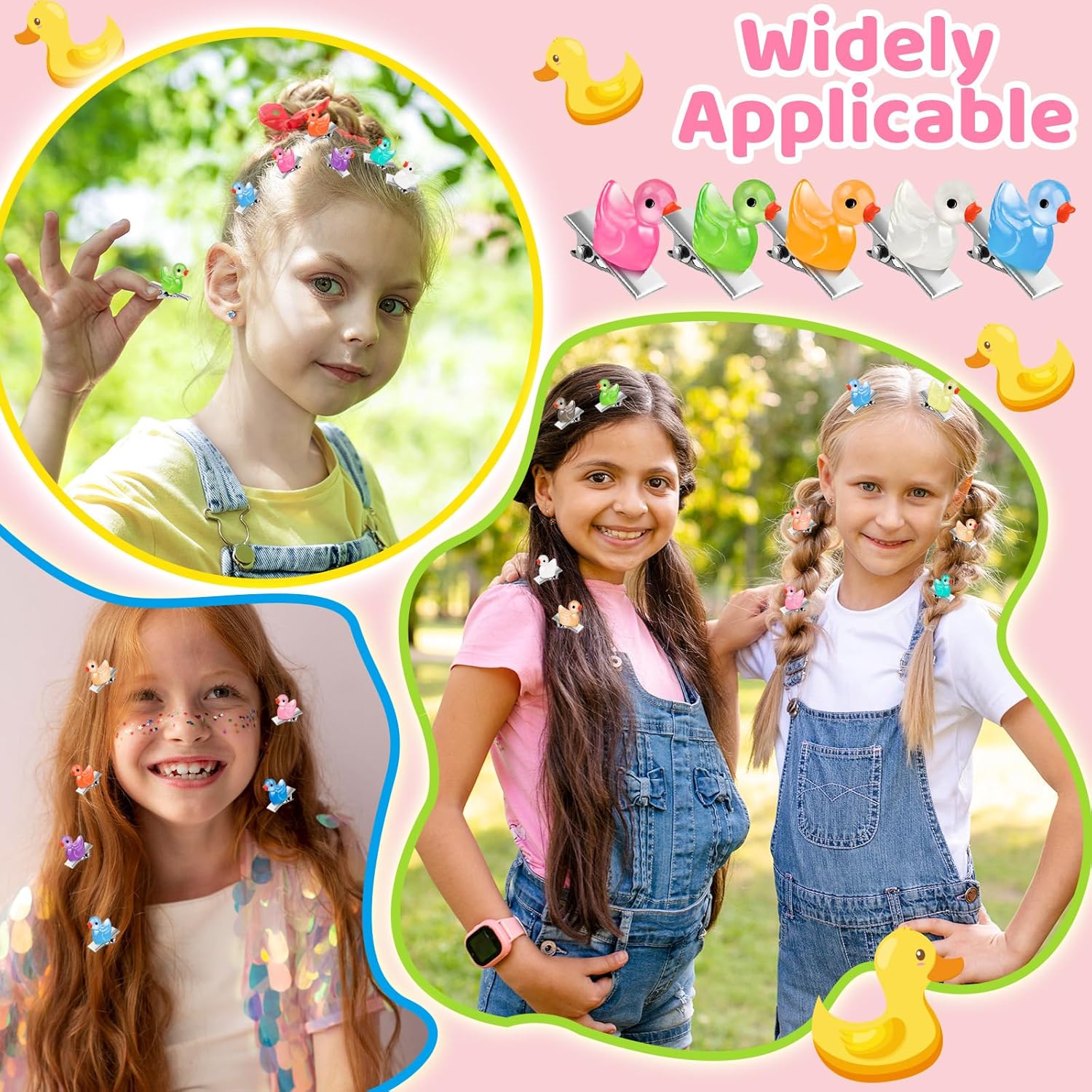 126Pcs Sprouts Rave, Mini Duck Sprouts Rave Clips Festival for Girls Party Supplies