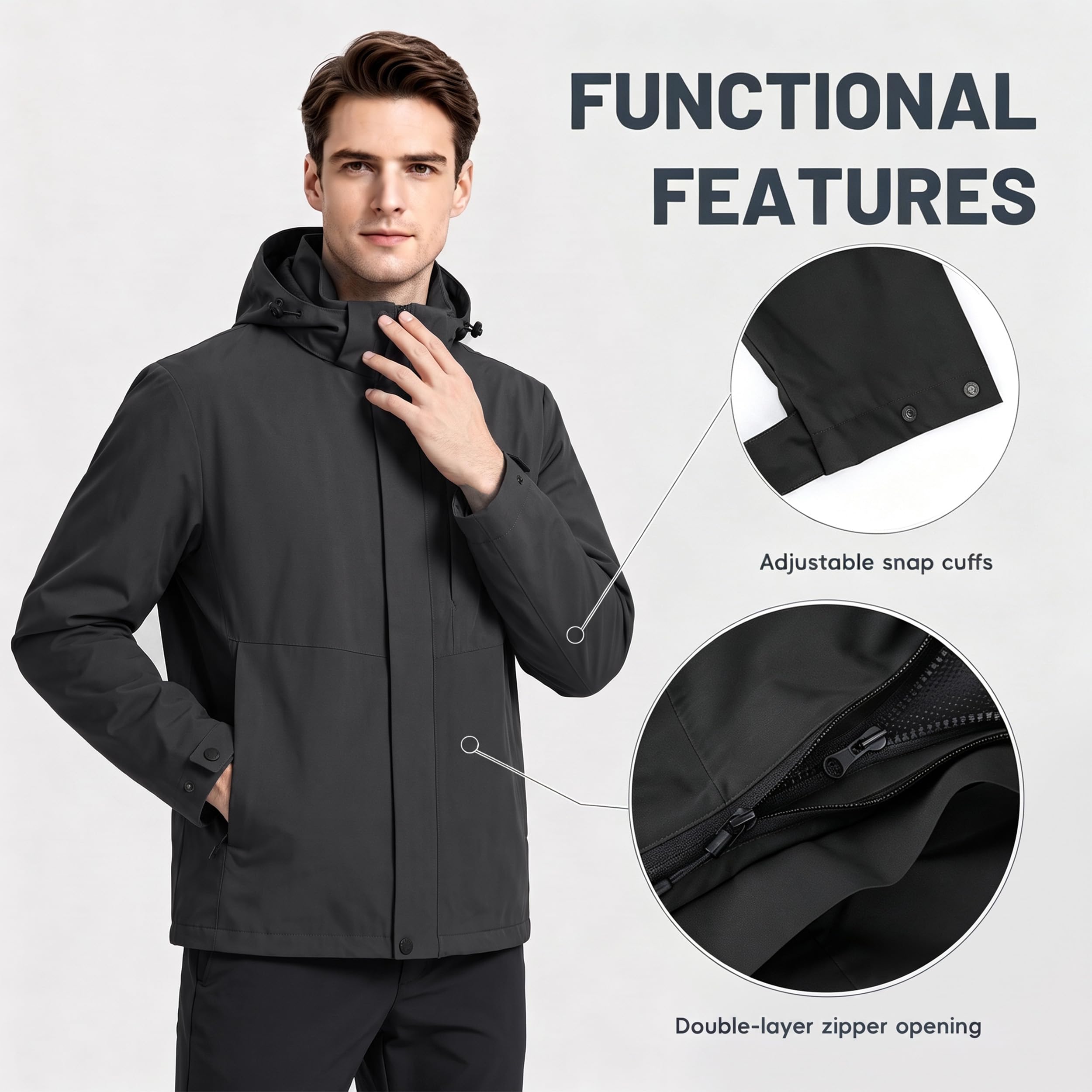 SUKUTU Chaqueta impermeable hombre al aire libre Abrigo ligero de lluvia Escalada Ropa de excursión Montaña Windbreaker