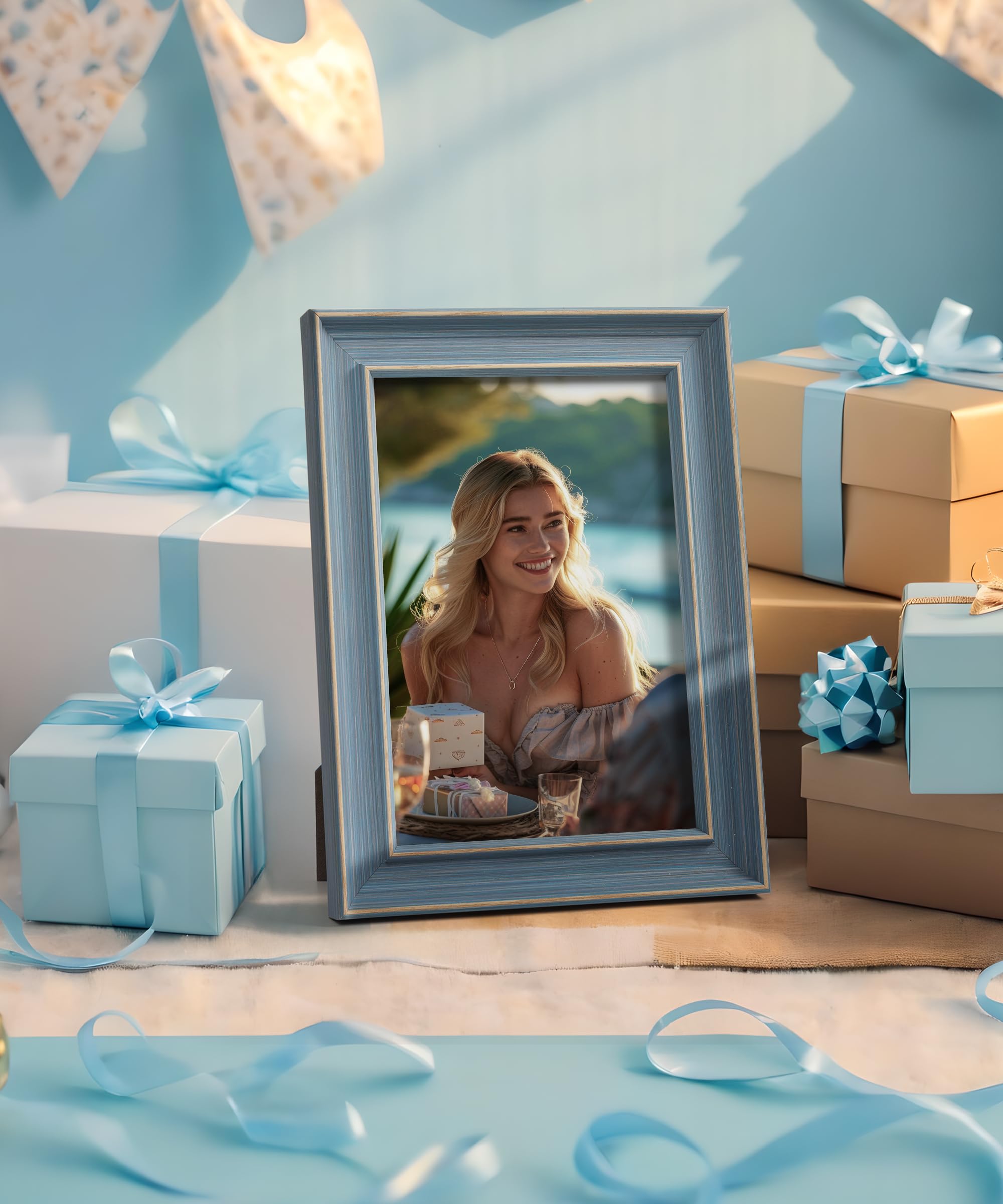 Amazon.co.jp: Sonefreiy ブルー 4x6インチ フォトフレーム PS素材