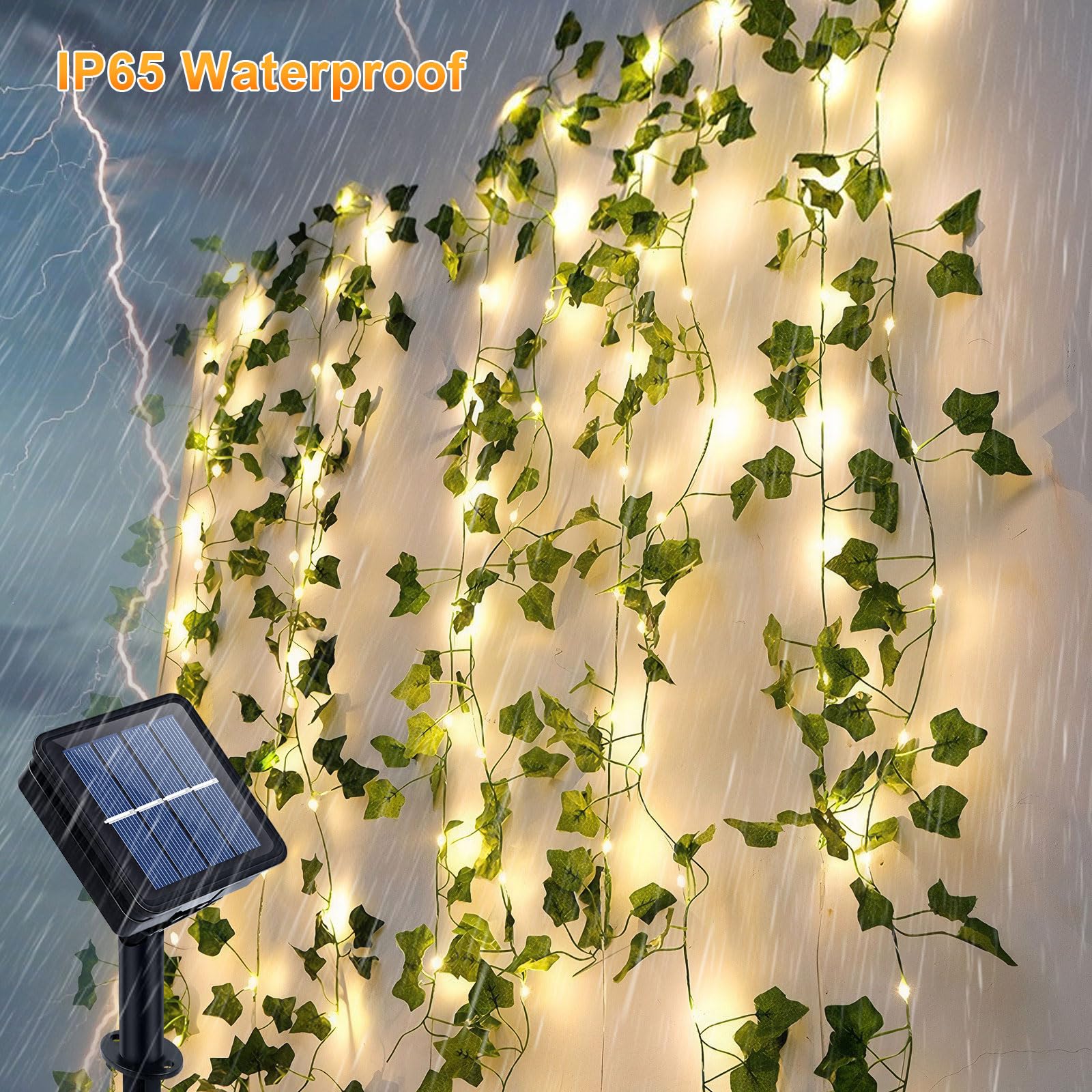 Ghirlanda Luminosa Solare 12M - 100 LED A Forma Di Edera Per Esterni - Foto 6