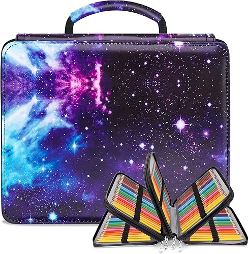 homicozy Marcador de unicornio y estuche de colores, bolsa de lápices con 137 ranuras con 2 tamaños de correas elásticas para lápices de colores,