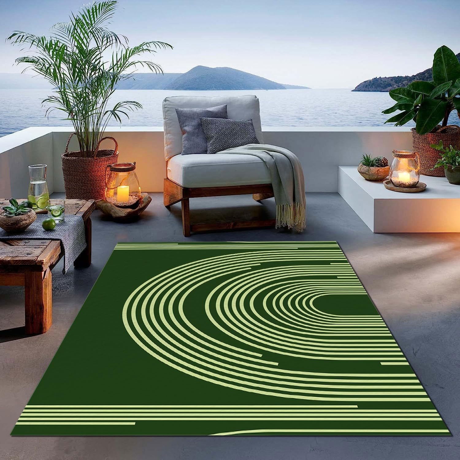 Tapis de sol vert médiéval 160x230 cm en latex et poils courts