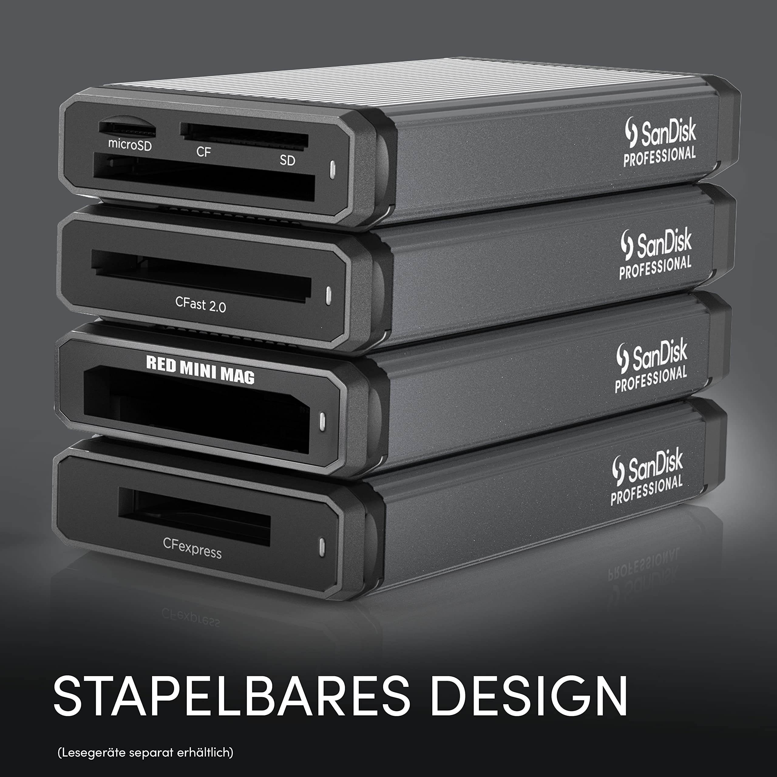 SanDisk PROFESSIONAL PRO-READER Multi-Card, High-Performance-Kartenleser für CF-, SD- und microSD-Karten, kompatibel mit USB-C, schnelle Übertragung | Unterstützt Cf, UHS-I und Ii SD und Microsd, 5 GB pro S, inklusive 0,5 m USB-C-Kabel, kompatibel mit Mac