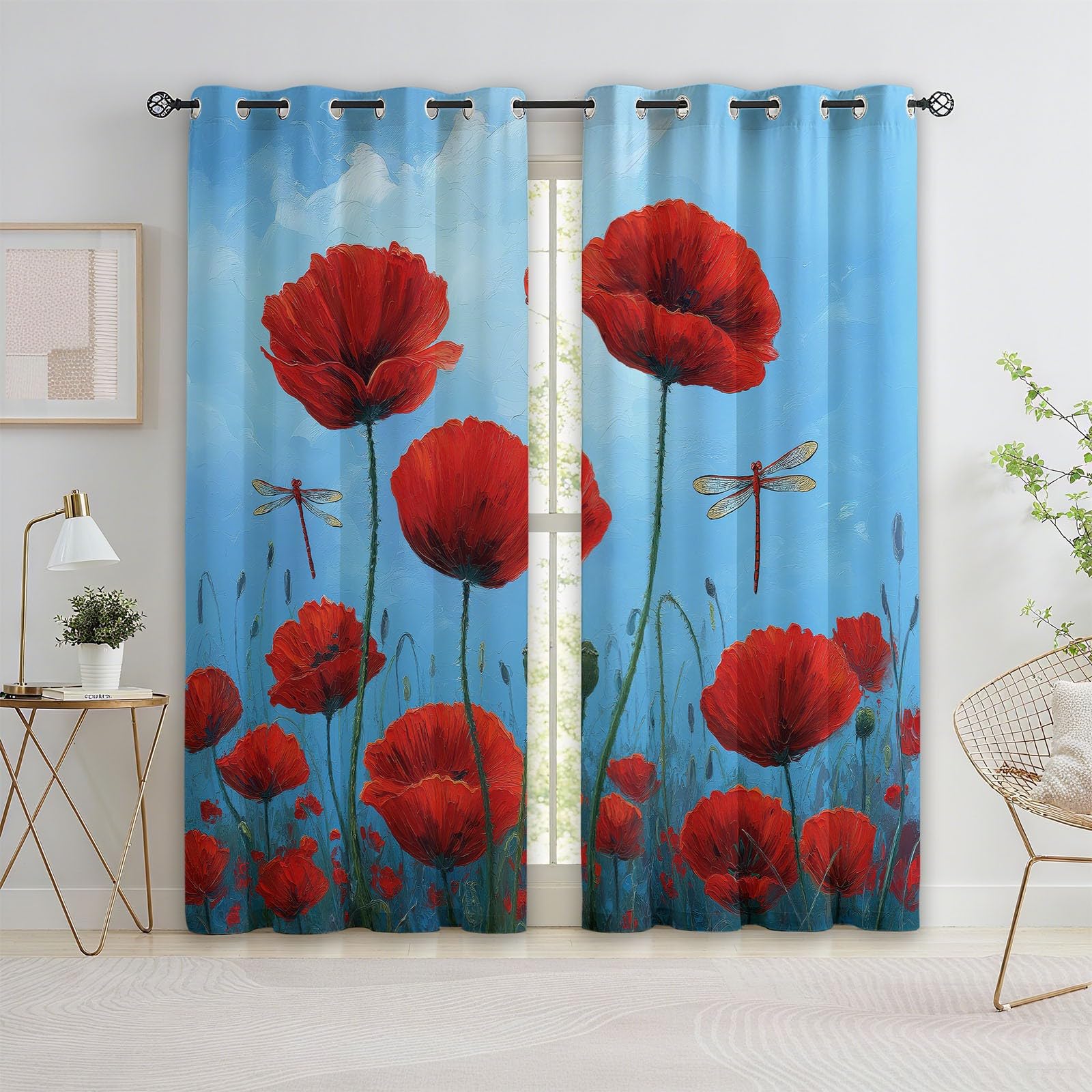 Rideau occultant thermique bleu L140 x H225 cm pour isolation de chambre et salon