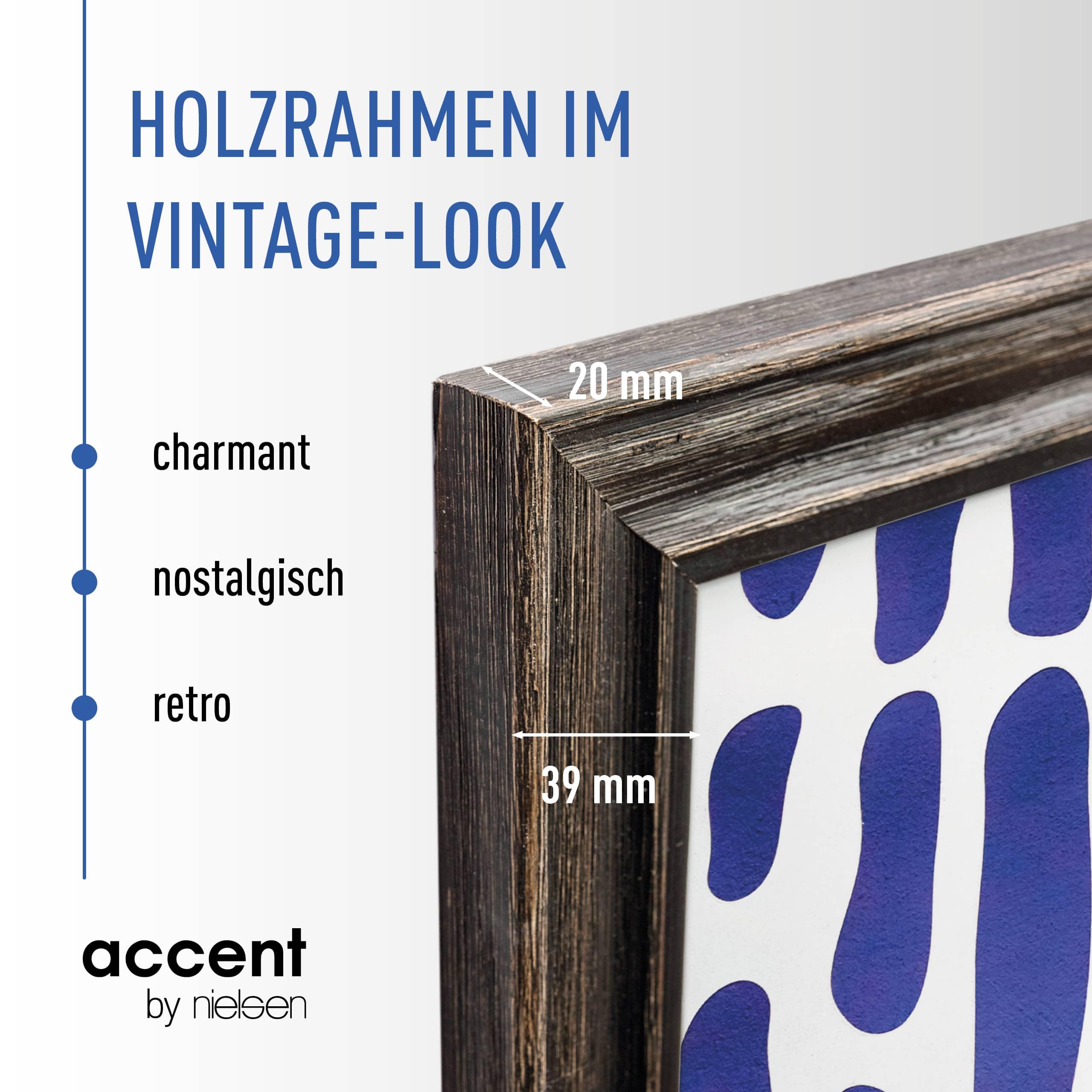 accent by nielsen Holz Bilderrahmen Vintage, 50 x 70 cm, Schwarz