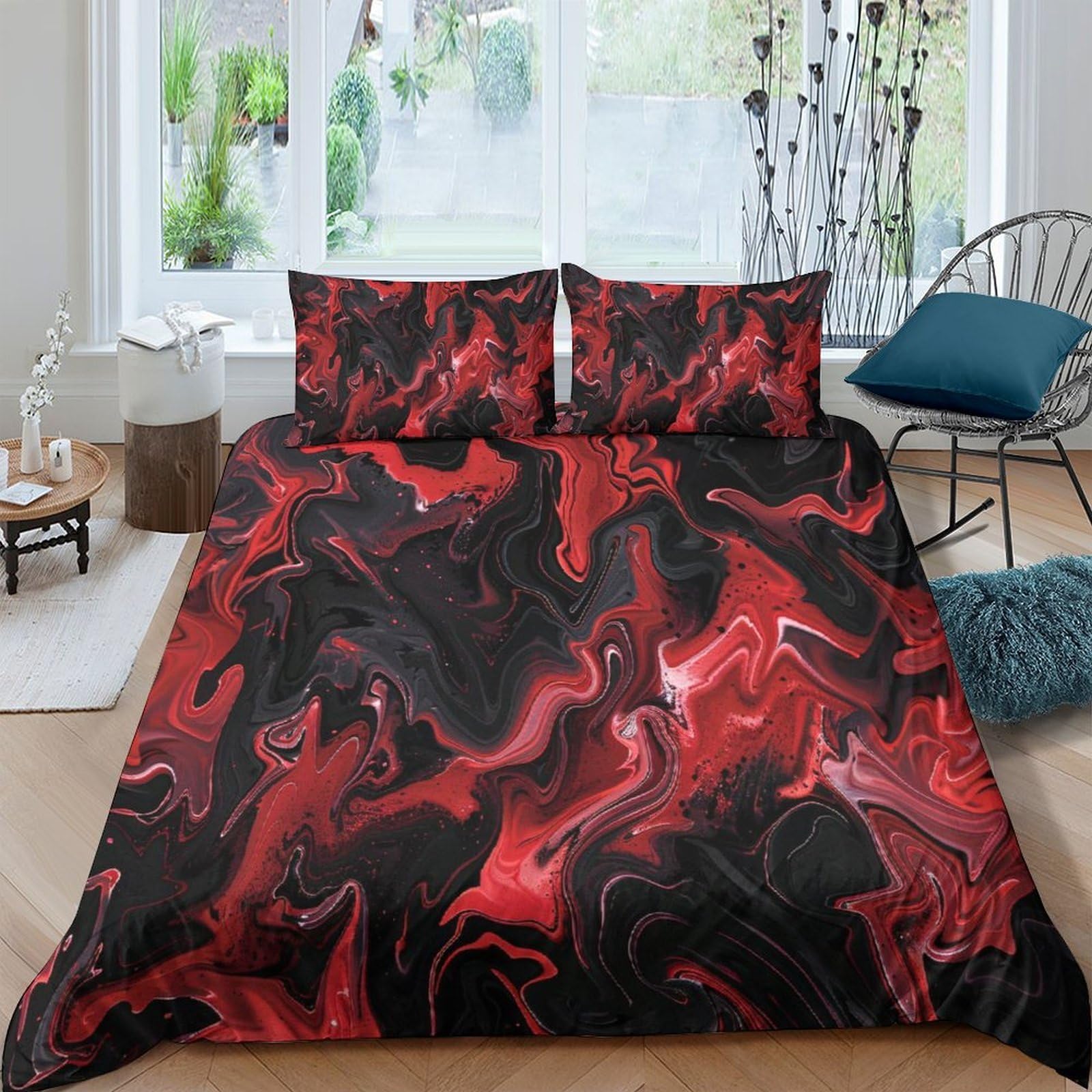 3D Printed Marble Duvet Cover, Microfiber Bedding Cover Hidden Zipper for