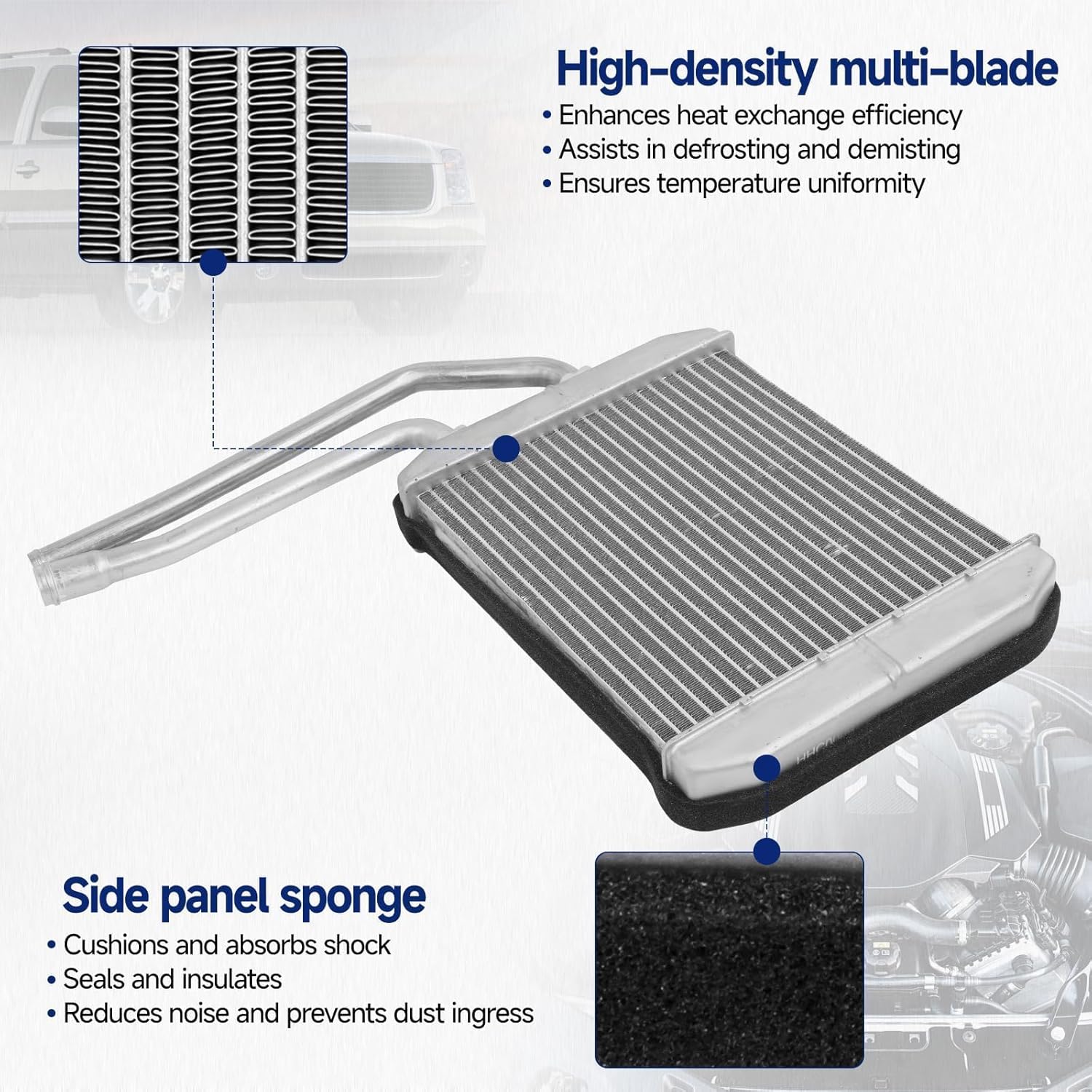 HVAC Heater Core Fit for Cadillac, Chevy & GMC Models - Tahoe, Yukon, Blazer, Escalade, Suburban, C1500, C2500, C3500, C6500, C7500, K1500, K2500, K3500, Suburban OE 52467186, 89019173, HT8240C
