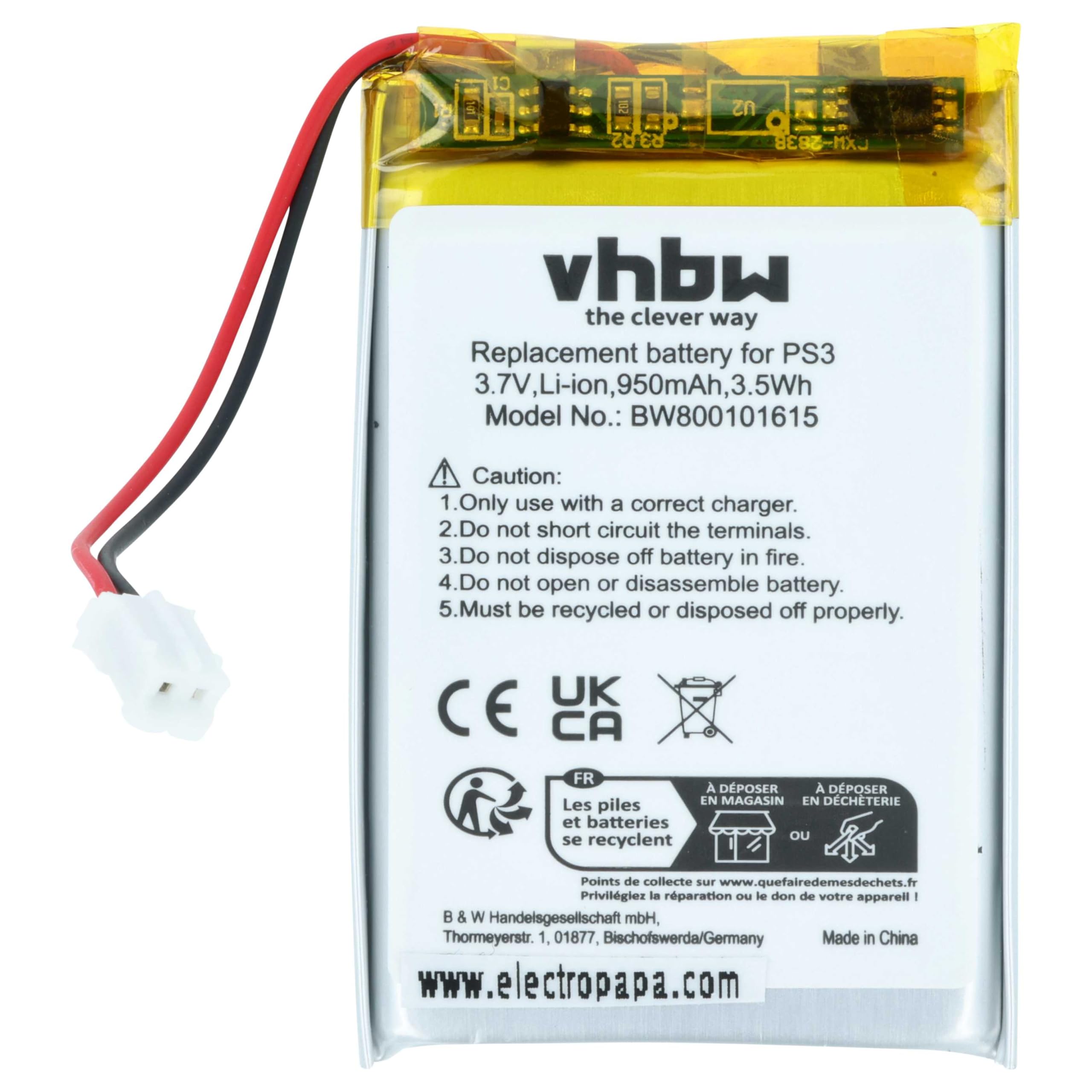 vhbw 2 x bateria kompatybilna z Sony Playstation 3 PS3 Sixaxis Wireless Controller Gamepad (950 mAh, 3,7 V, Li-ion)