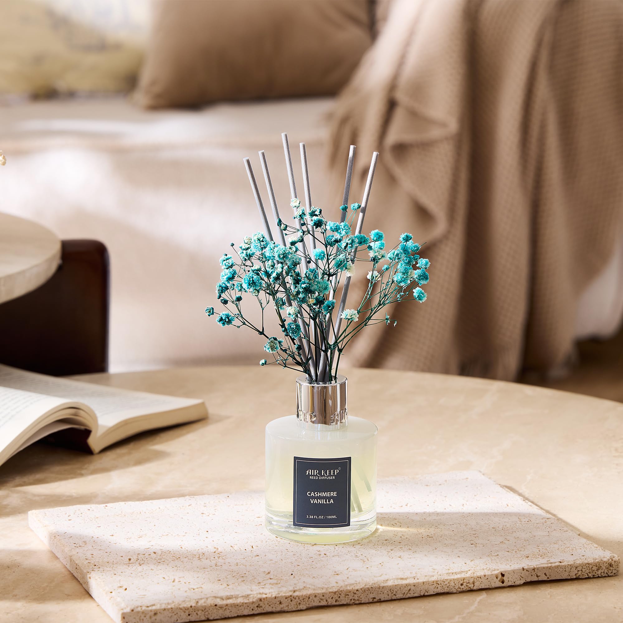 Airkeep Difusor de Aromas Vainilla de Cachemira, Ambientador Hogarcon 8 Varillas Ambientador, Difusor de Fragancia