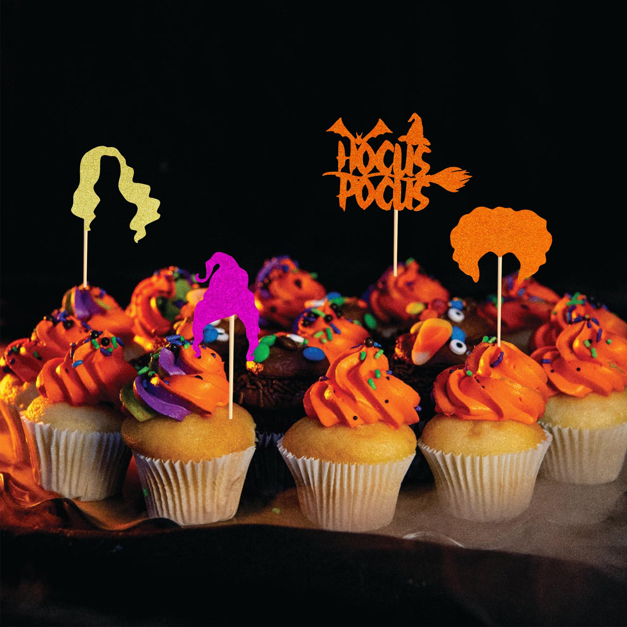 Arthsdite 24pcs Hocus Pocus Cupcake Toppers - I Put A Spell On You & Smell Children Cupcake Toppers for Halloween - Image 3
