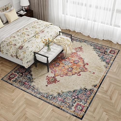 Miniatura 7 de Dripex Alfombras de área de 6 x 9, alfombras bohemias antideslizantes y desgastadas que se pueden lavar a máquina, para sala de estar, alfombra