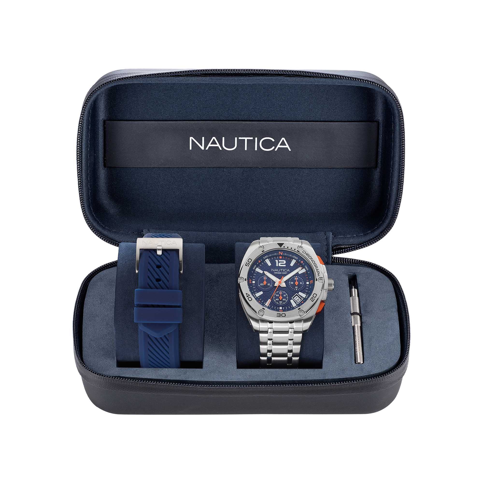 Nautica Box Set de Reloj Tin Can Bay Chrono para Caballero NAPTCF212