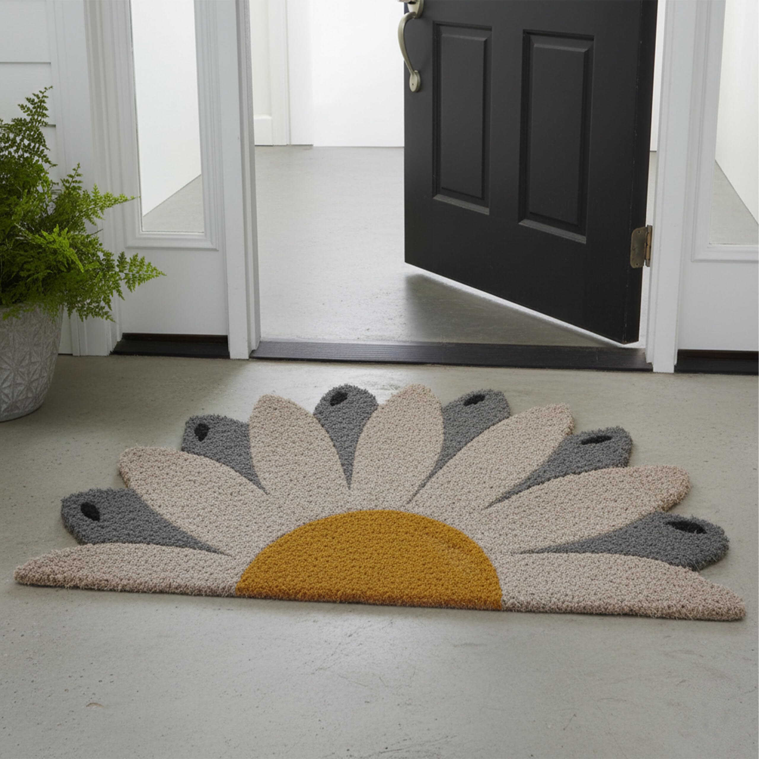 Relaxdays Zerbino in cocco, semicircolare, 80x50, per interni ed esterni, antiscivolo, resistente, multicolore