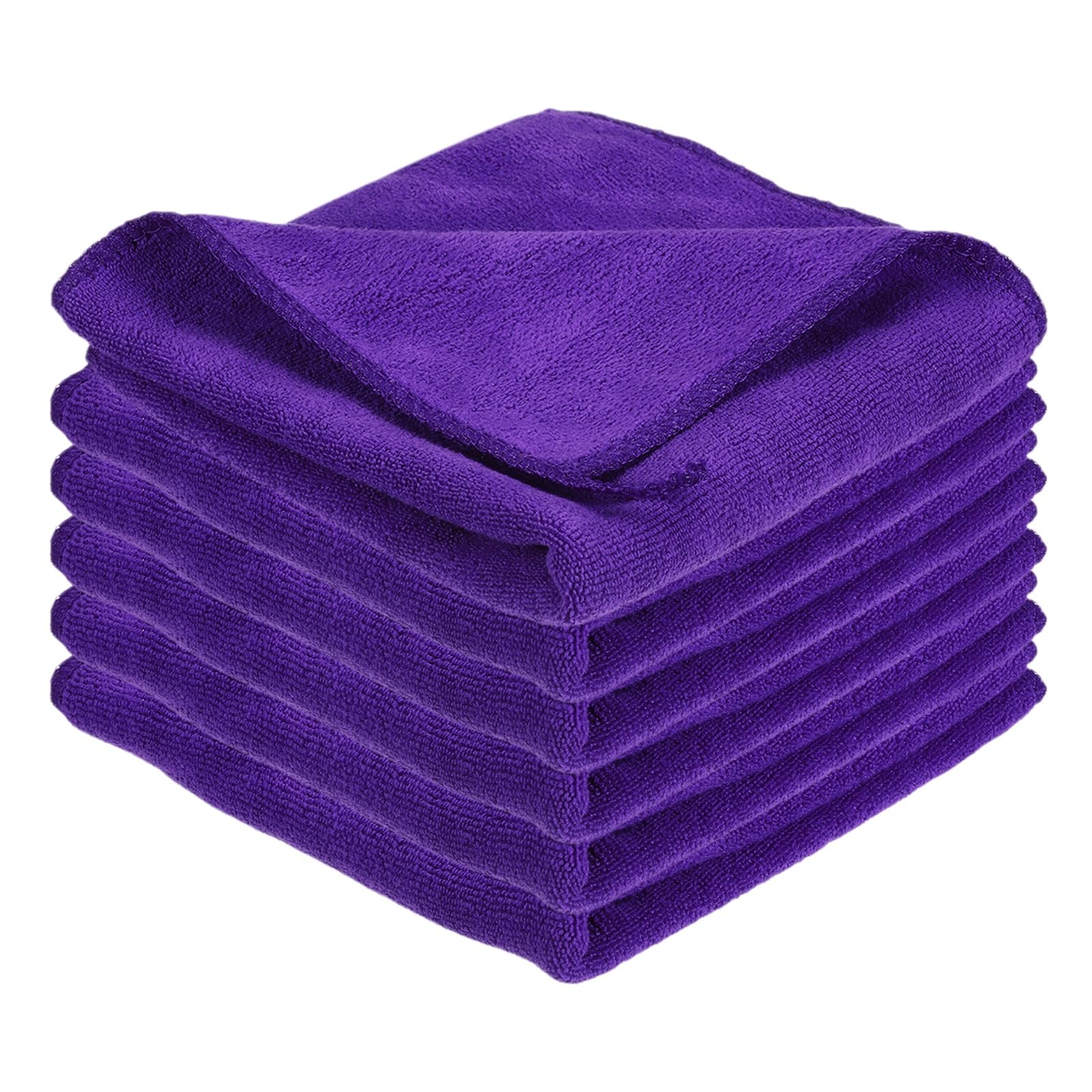 sourcing map 6 Pcs Square Hand Towels, 30 x 30 cm Soft Microfiber Hanging Hand Towel with Hanging Loop Highly Absorbent Kitchen Towels for Home Bathroom Kitchen Cleaning Supplies, Drak Purple