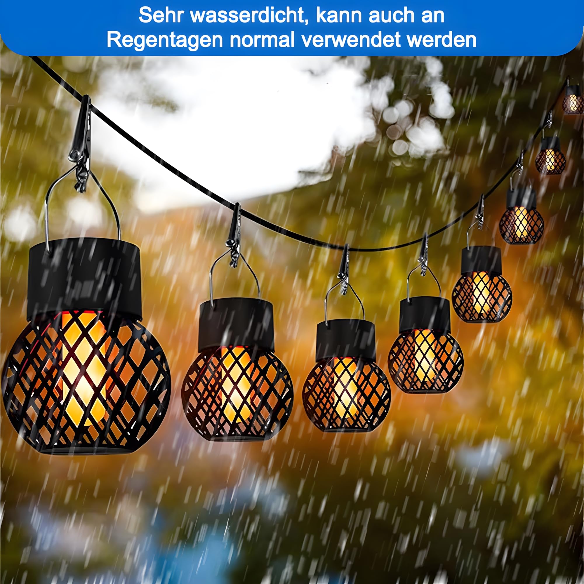 Solarlampen für Außen Hängend x8, Gartenleuchten Solar Hängelampe Outdoor mit Clips, Solar Hängeleuchte, Solarleuchte Hängend, Led Hängelampe Outdoor, Solarlampe Baum für Garten, Hof, Camping Deko.