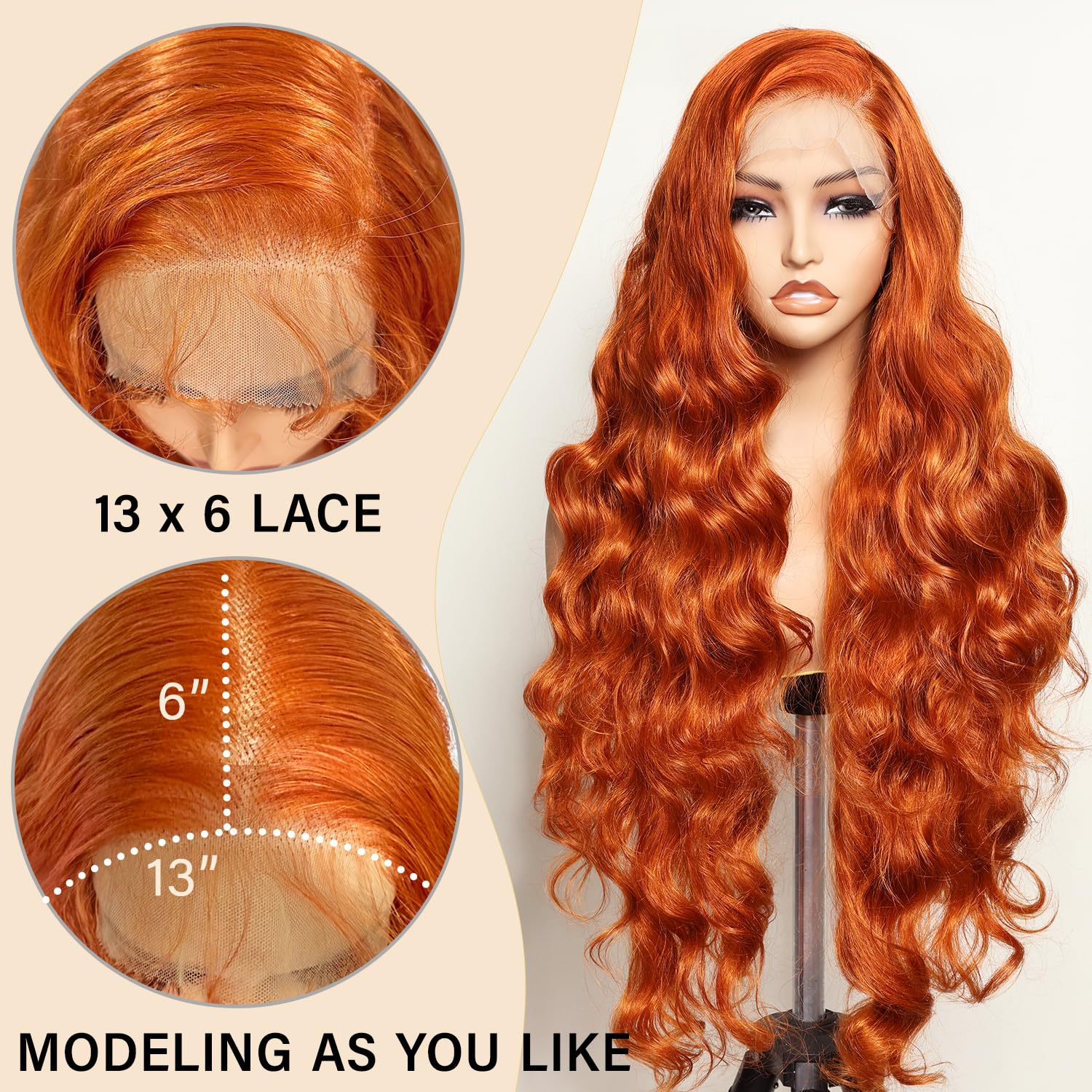 SOKU 13x6 Transparent Lace Frontal Wig, 32-Inch Heat-Resistant Synthetic Hair