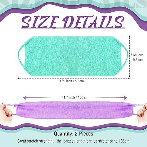 Miniatura 2 de Exfoliante de espalda para ducha, paño para la espalda, toalla de longitud extendida, de nailon, con correa elástica, paño de lavado para baño,